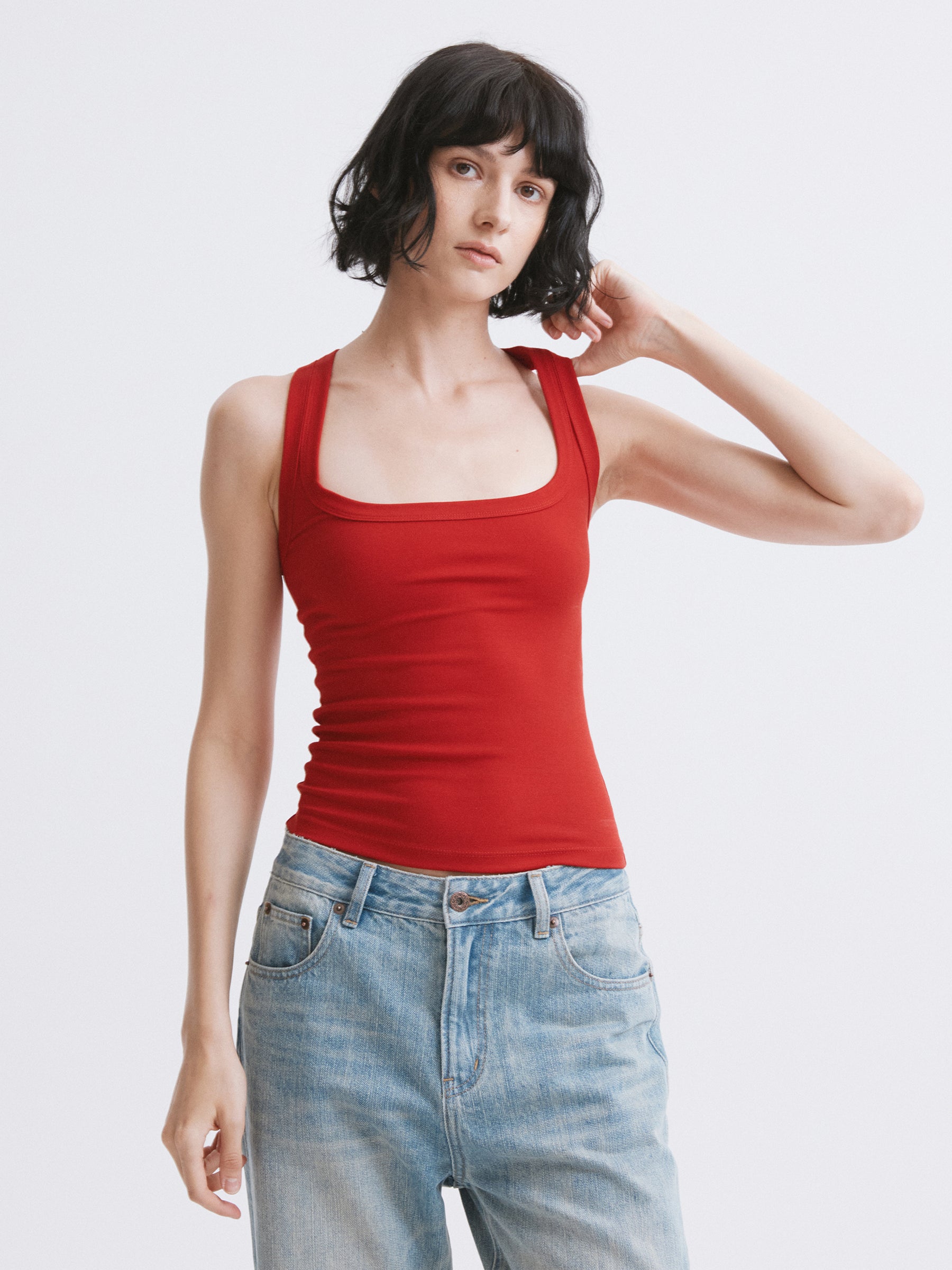 Essential Fitted Racerback Tank Red