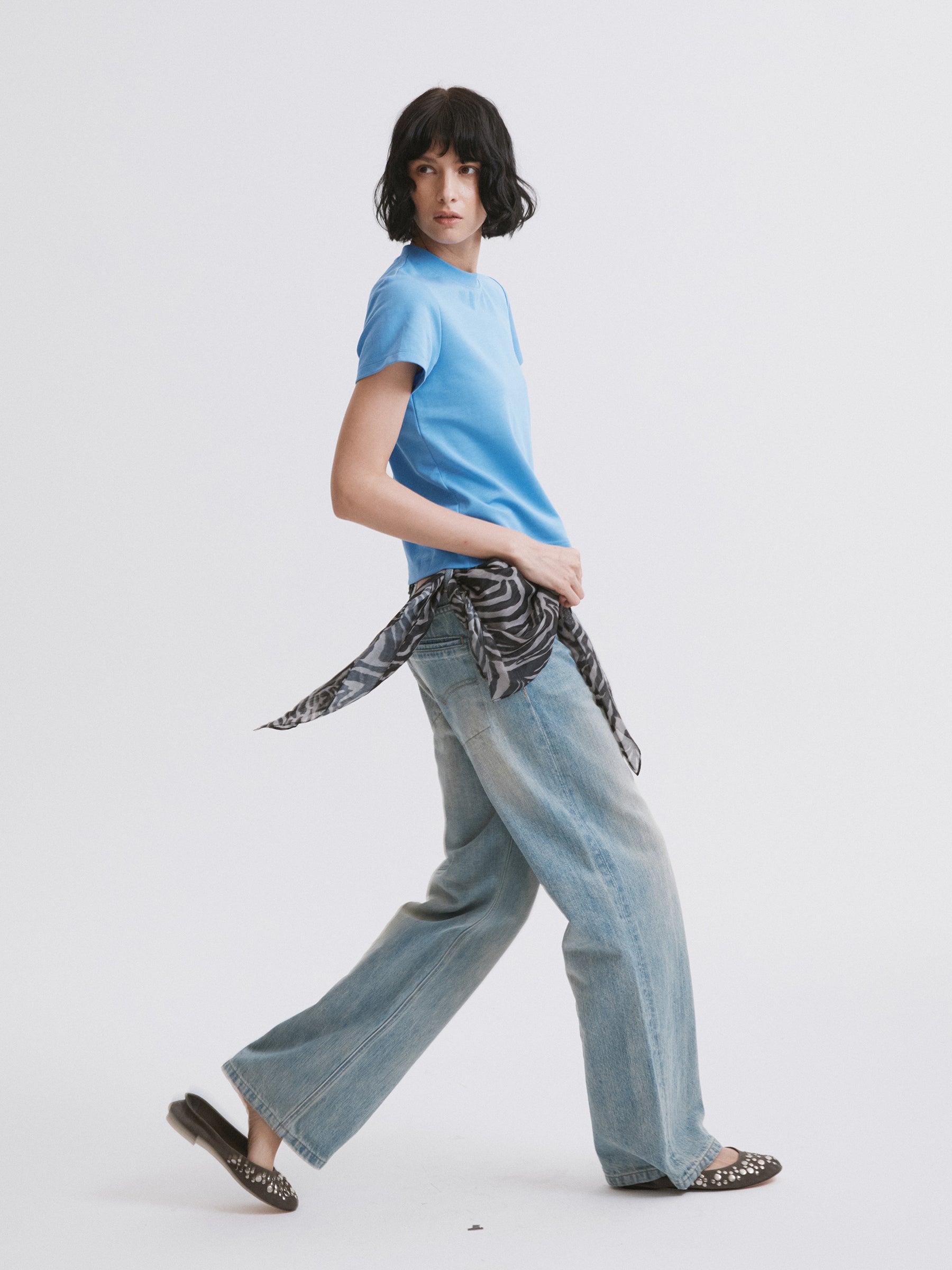 Essential Relaxed Fit Solid Short-Sleeve Tee Blue