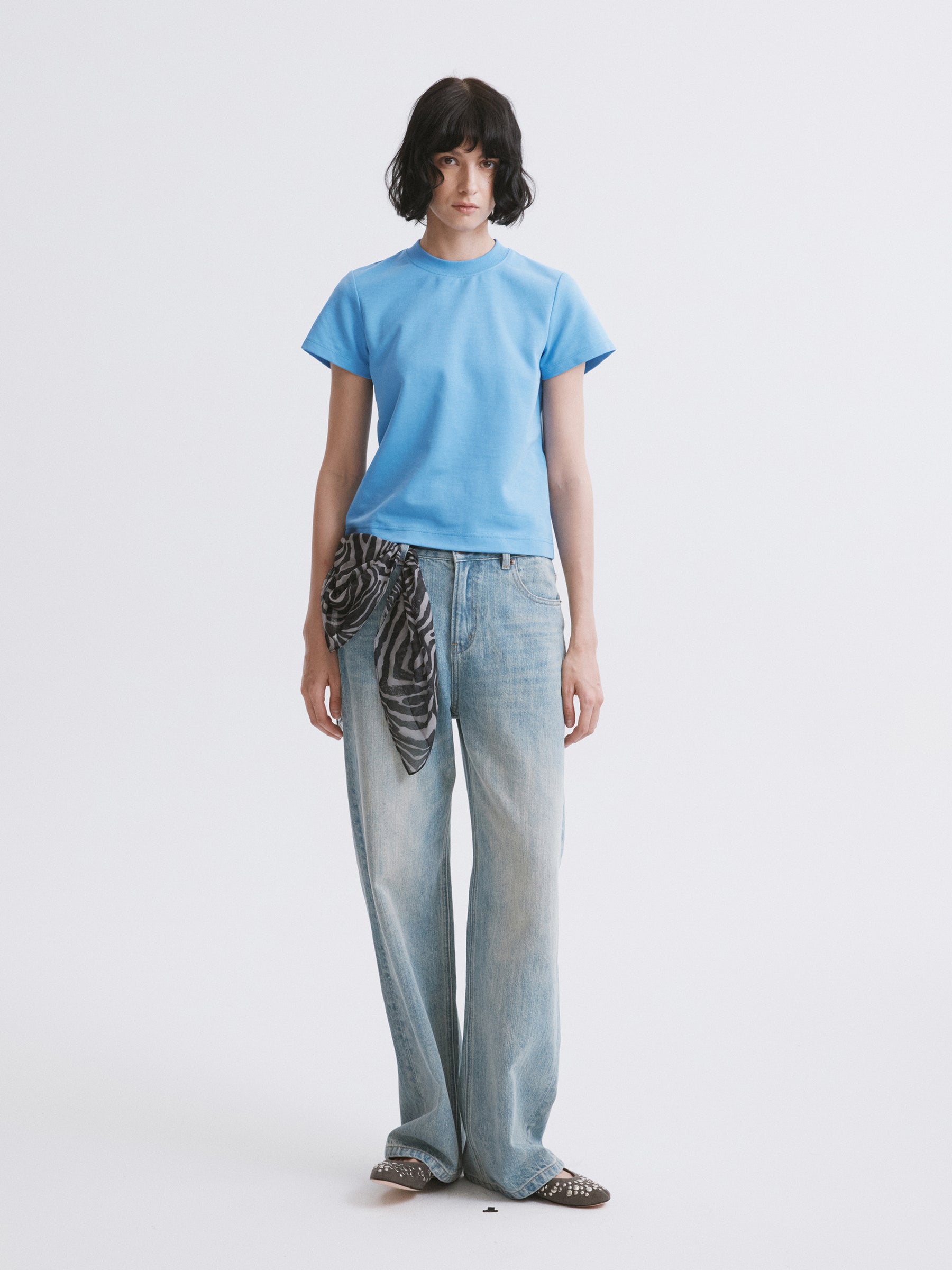Essential Relaxed Fit Solid Short-Sleeve Tee Blue