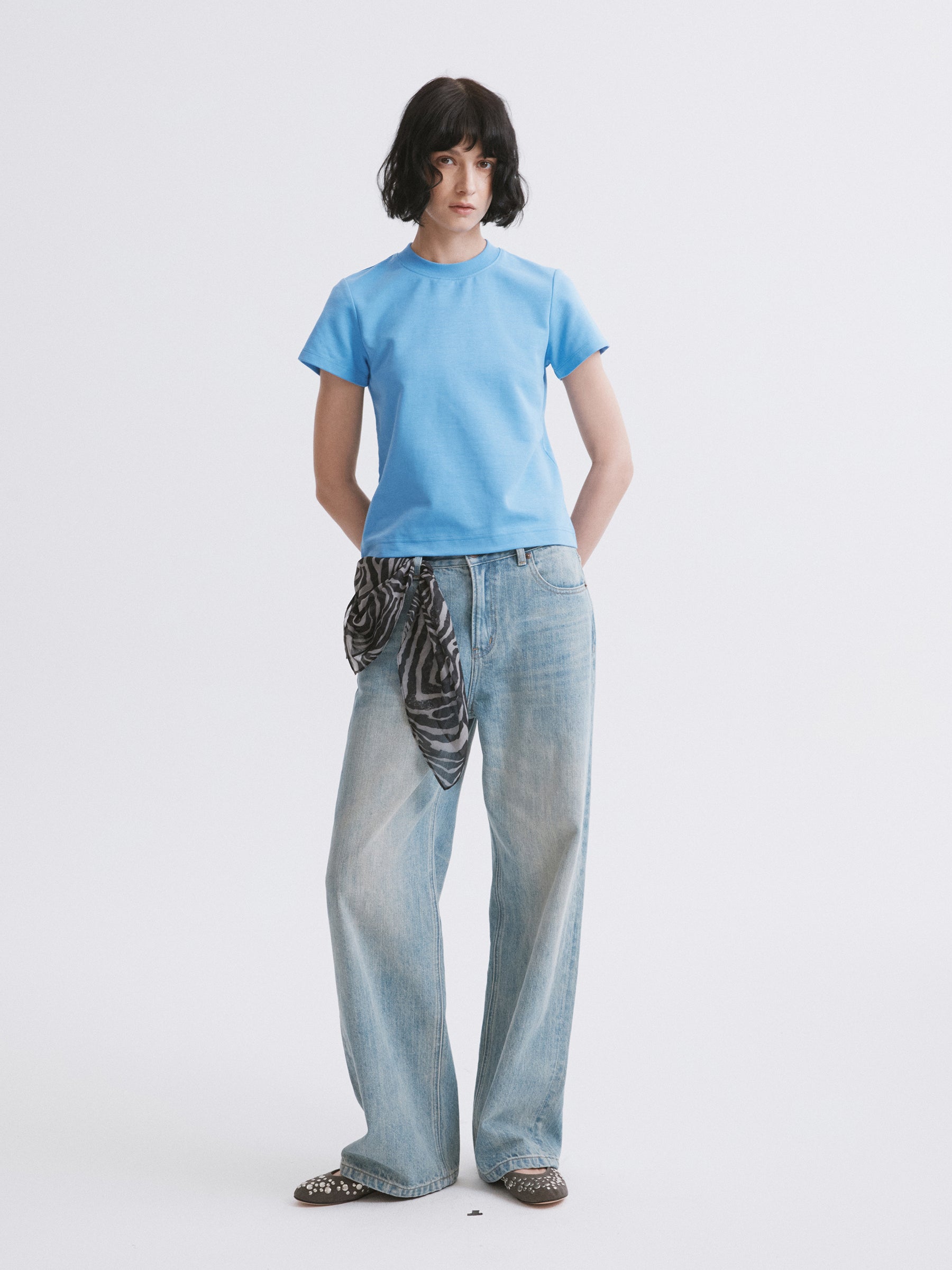 Essential Relaxed Fit Solid Short-Sleeve Tee Blue