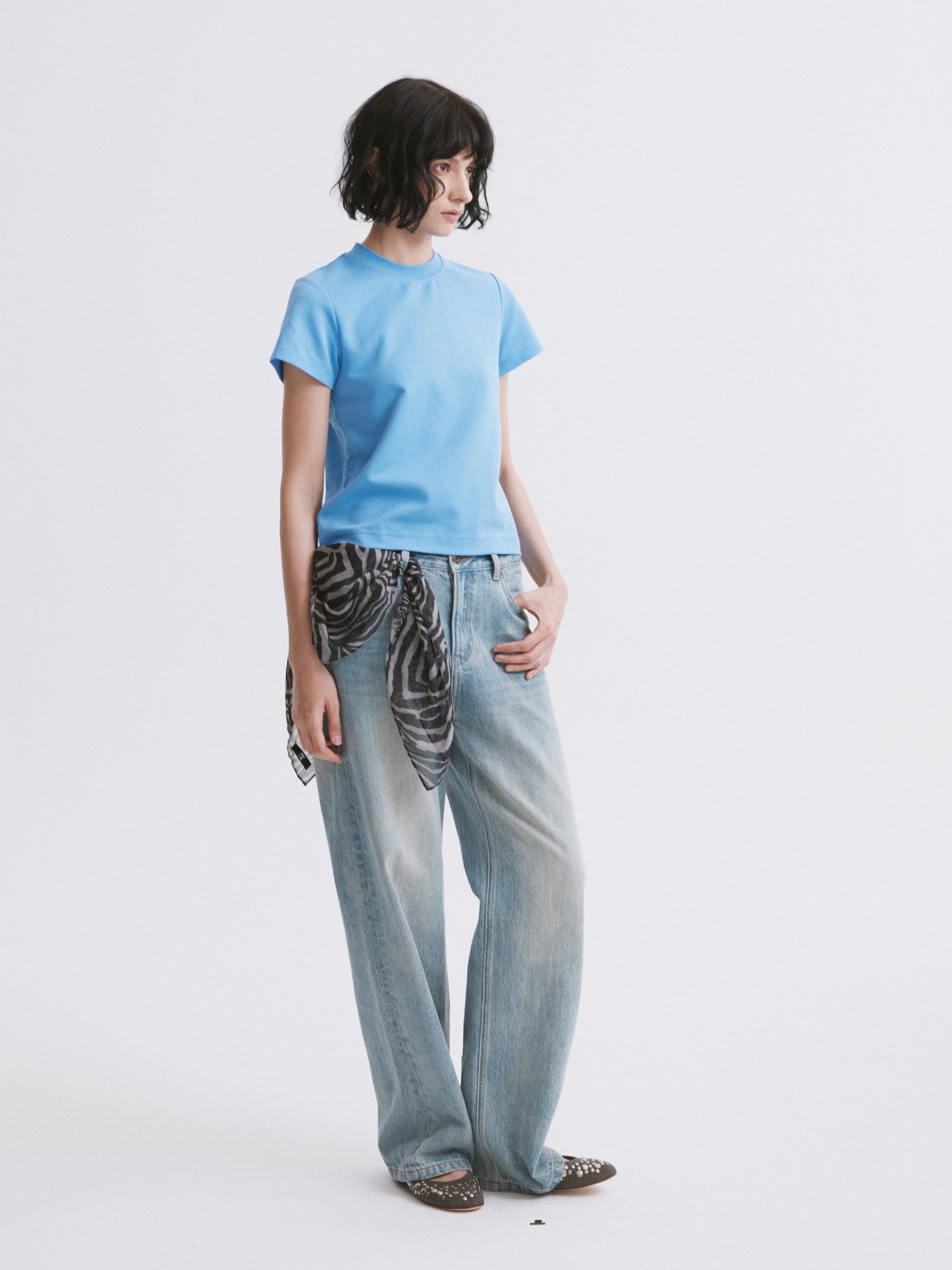 Essential Relaxed Fit Solid Short-Sleeve Tee Blue