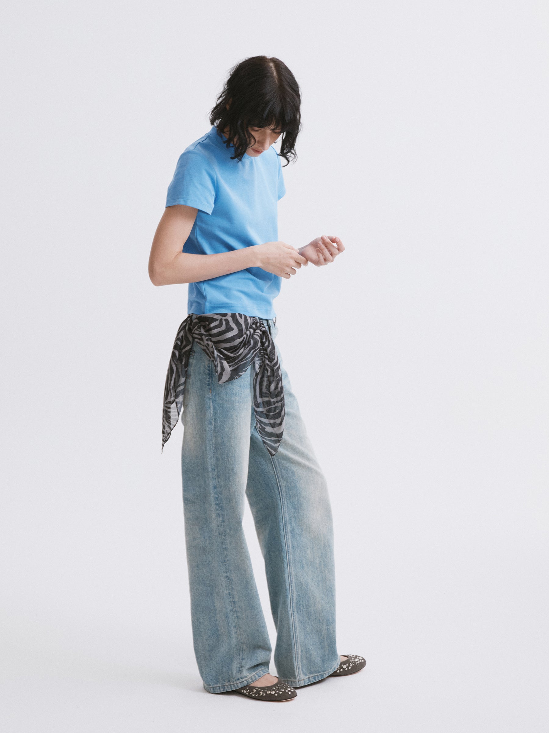 Essential Relaxed Fit Solid Short-Sleeve Tee Blue