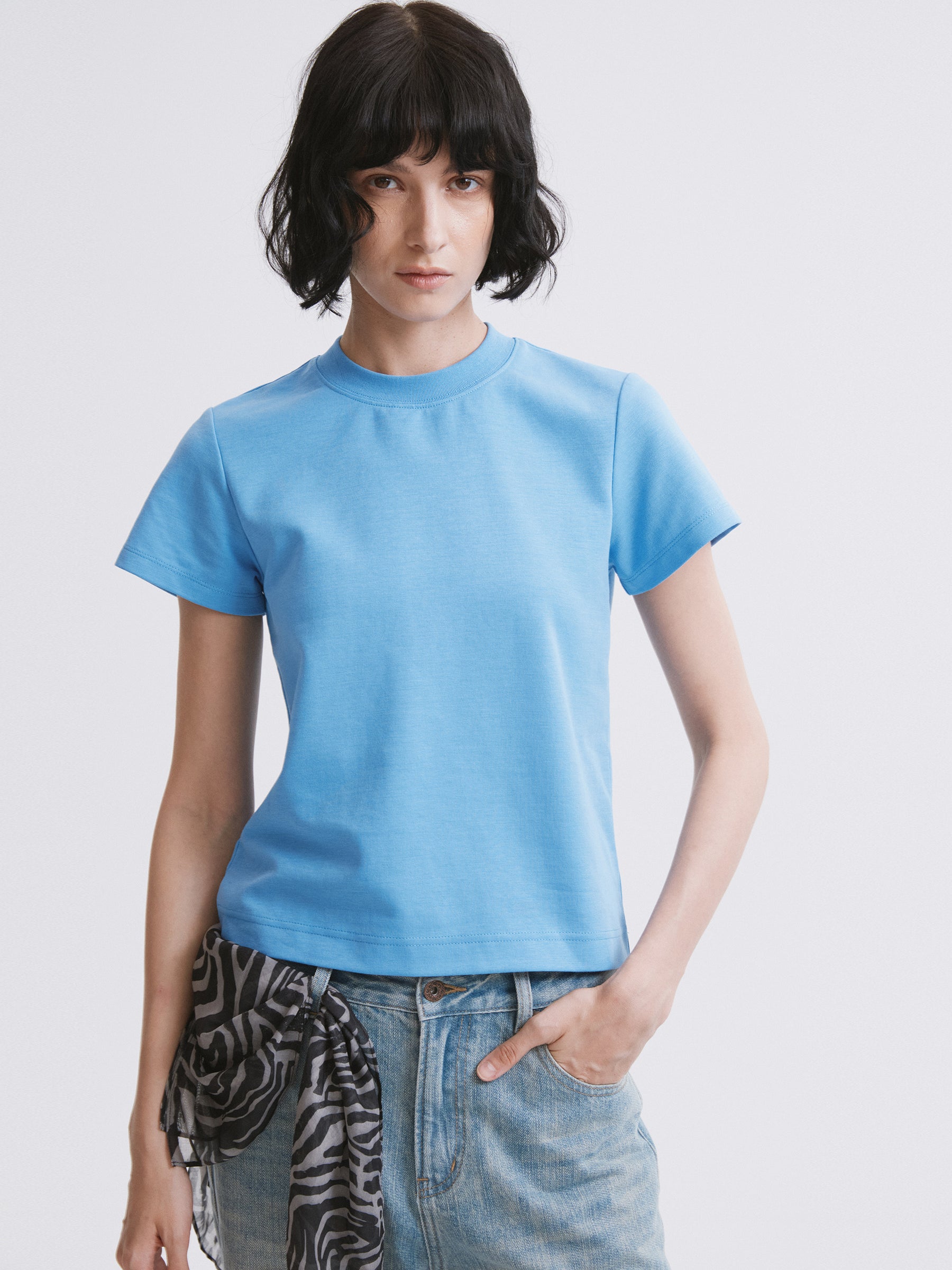 Essential Relaxed Fit Solid Short-Sleeve Tee Blue