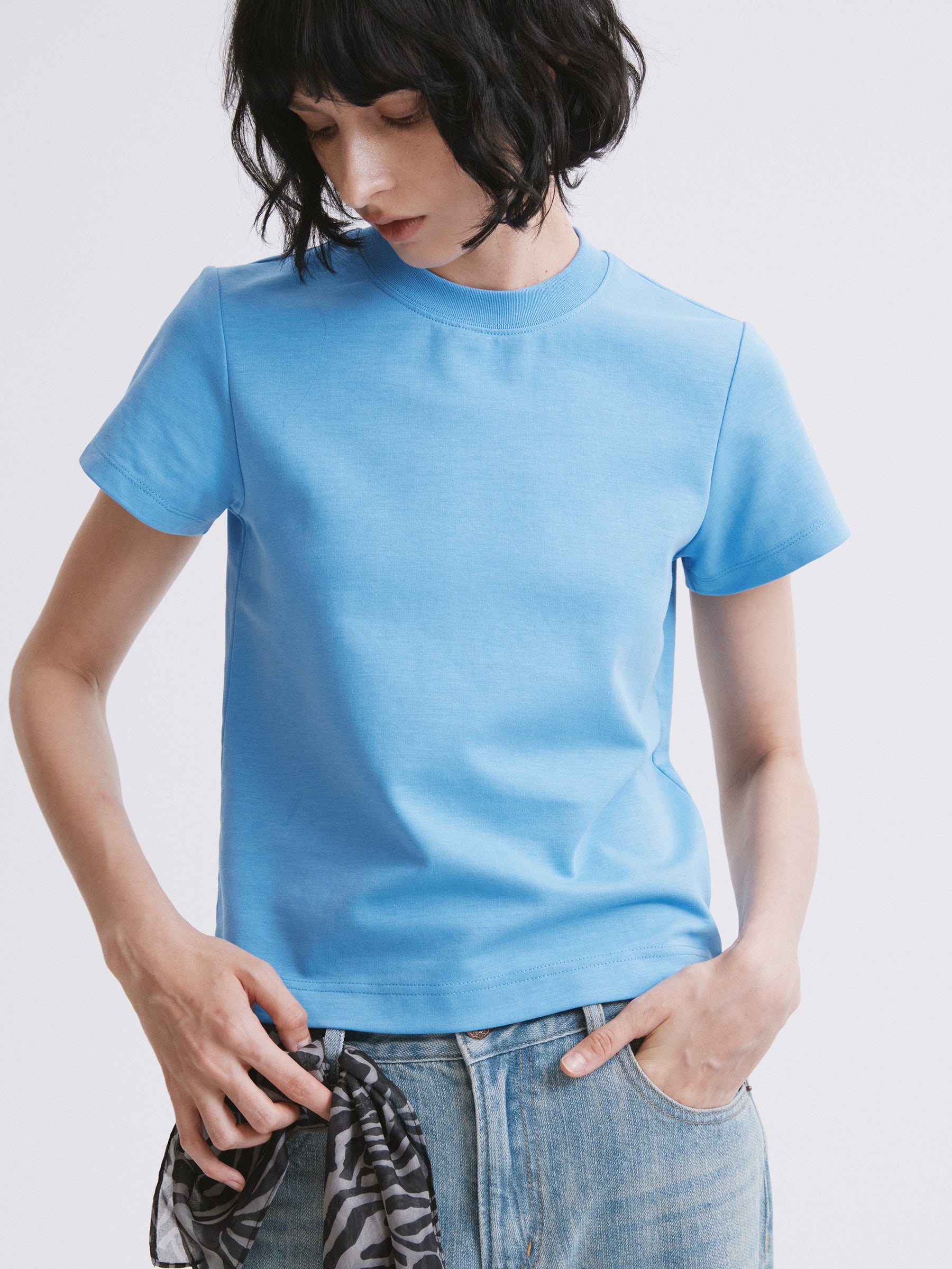 Essential Relaxed Fit Solid Short-Sleeve Tee Blue