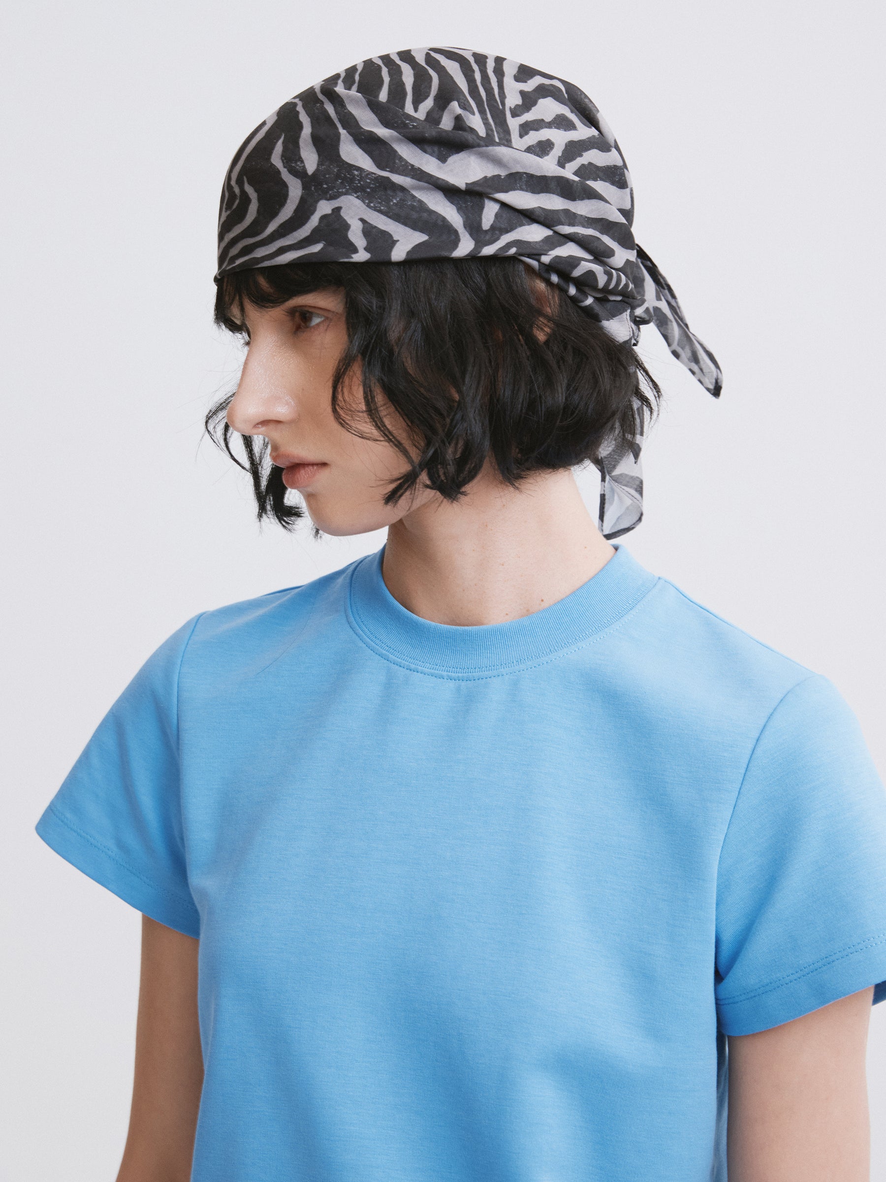 Textured Print Silk Scarf Gray