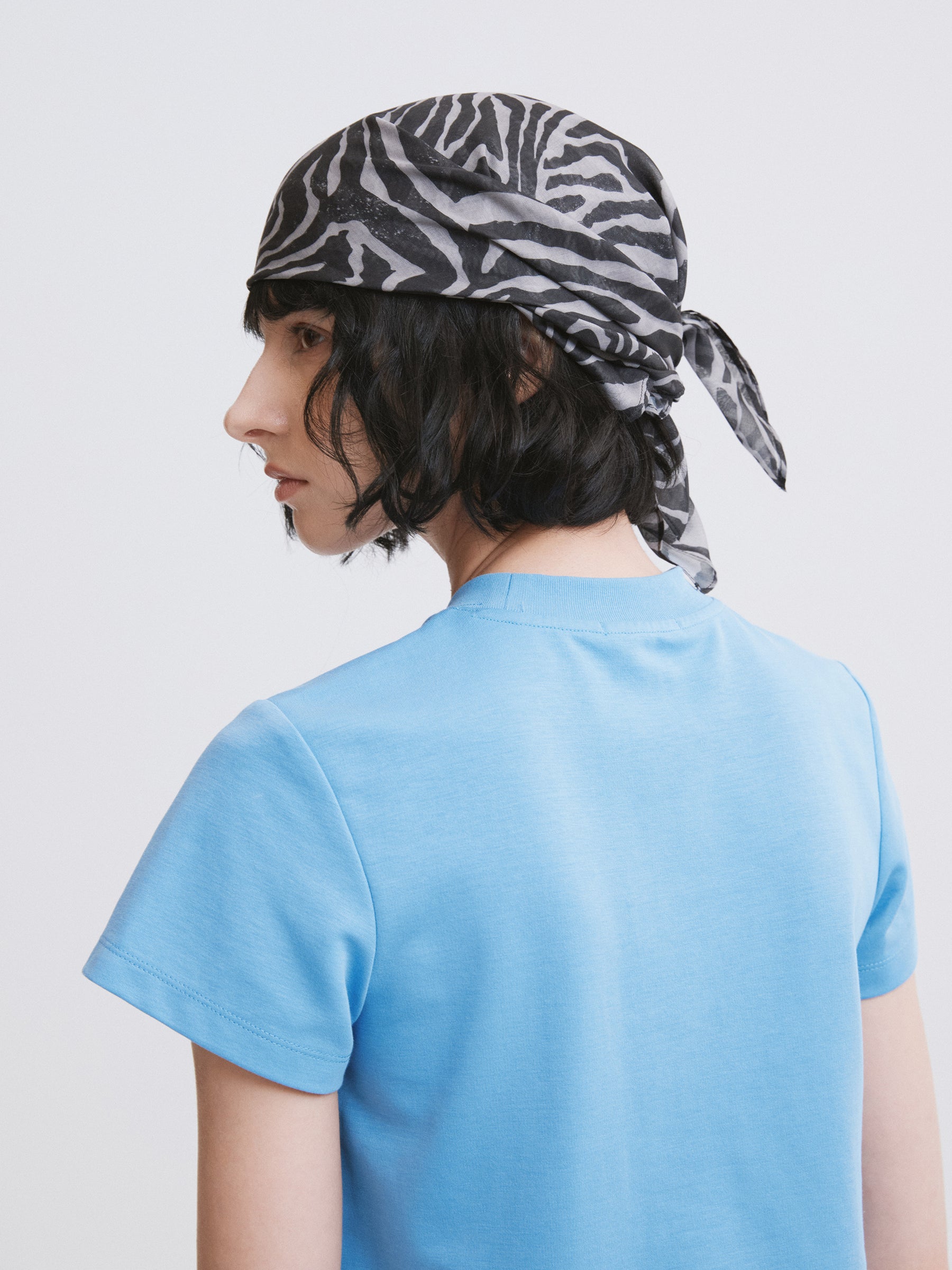 Textured Print Silk Scarf Gray
