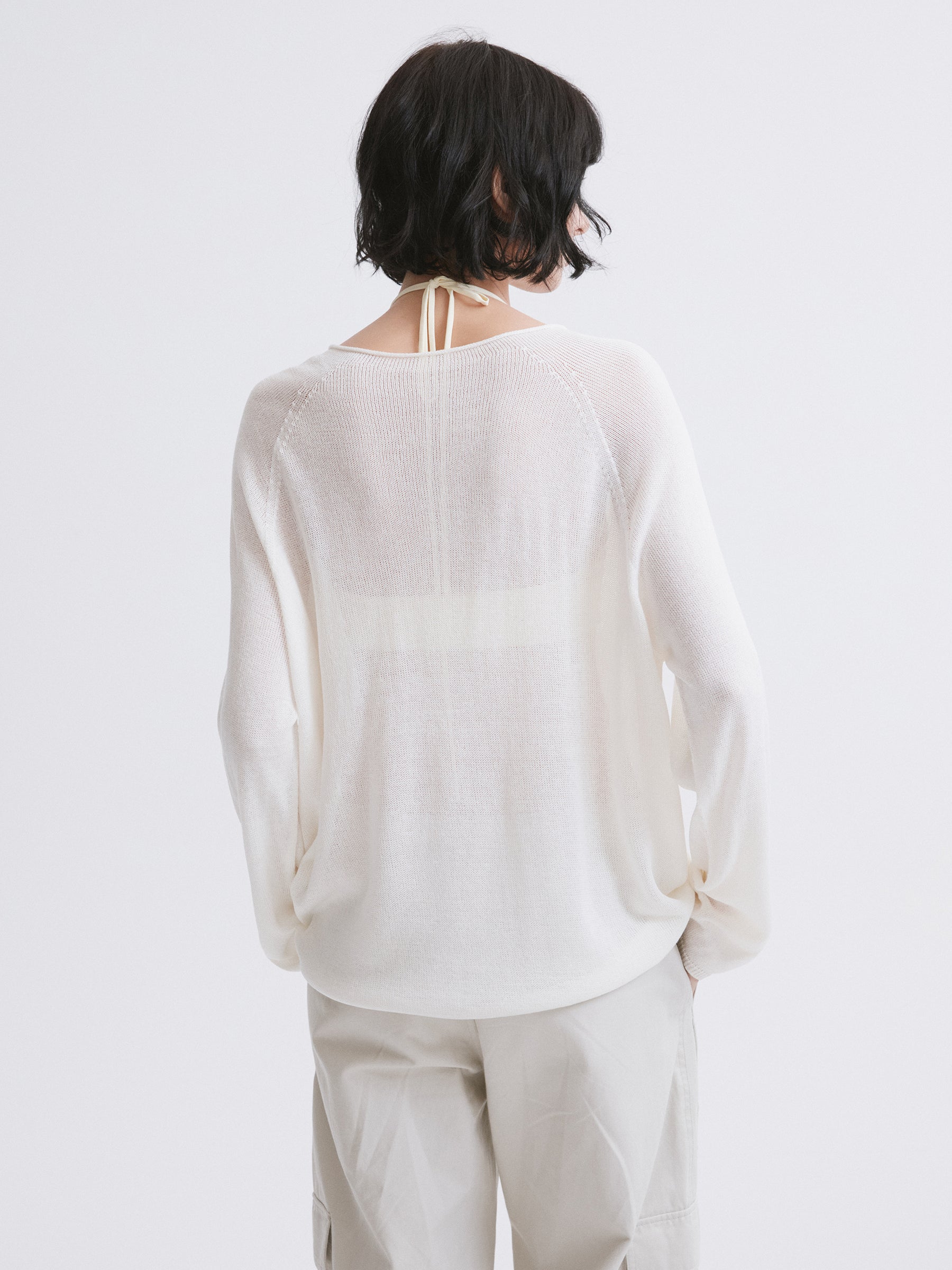 Triacetate Knit Cover-Up / Triacetate Knit Mesh Top Off-white