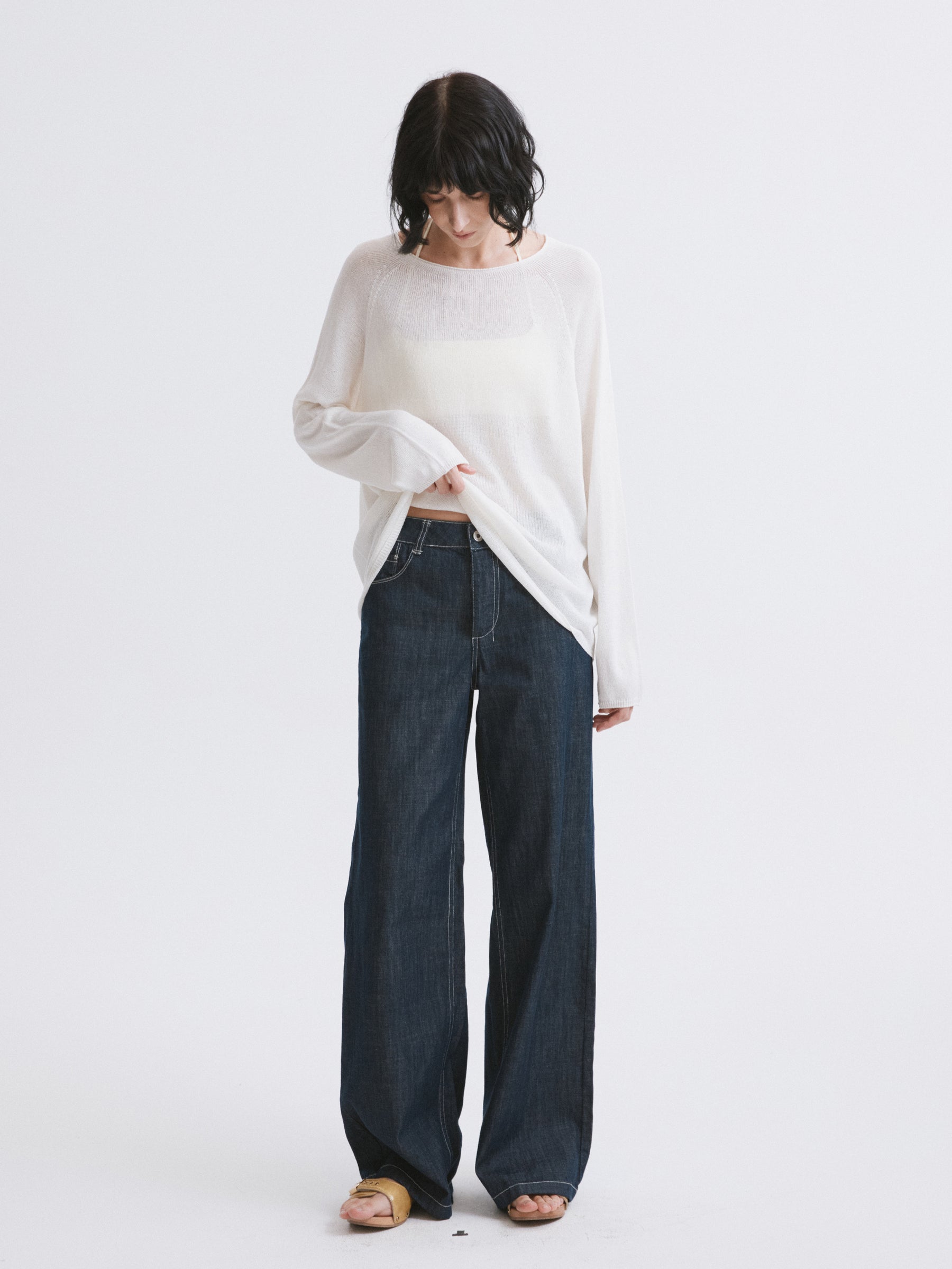 Triacetate Knit Cover-Up / Triacetate Knit Mesh Top Off-white