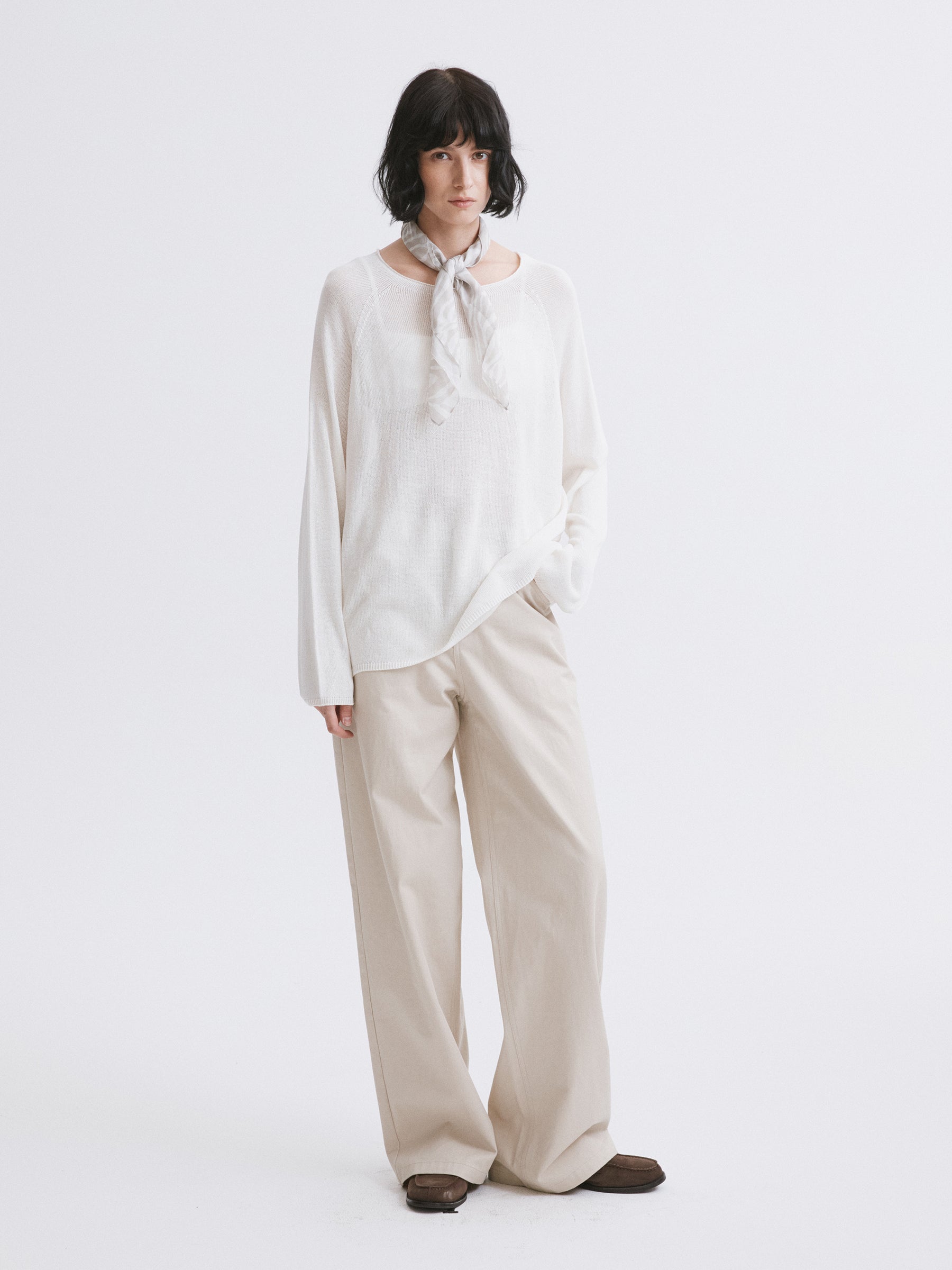 Triacetate Knit Cover-Up / Triacetate Knit Mesh Top Off-white
