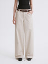 Mid-Low Rise Straight-Leg Basic Casual Pants Khaki