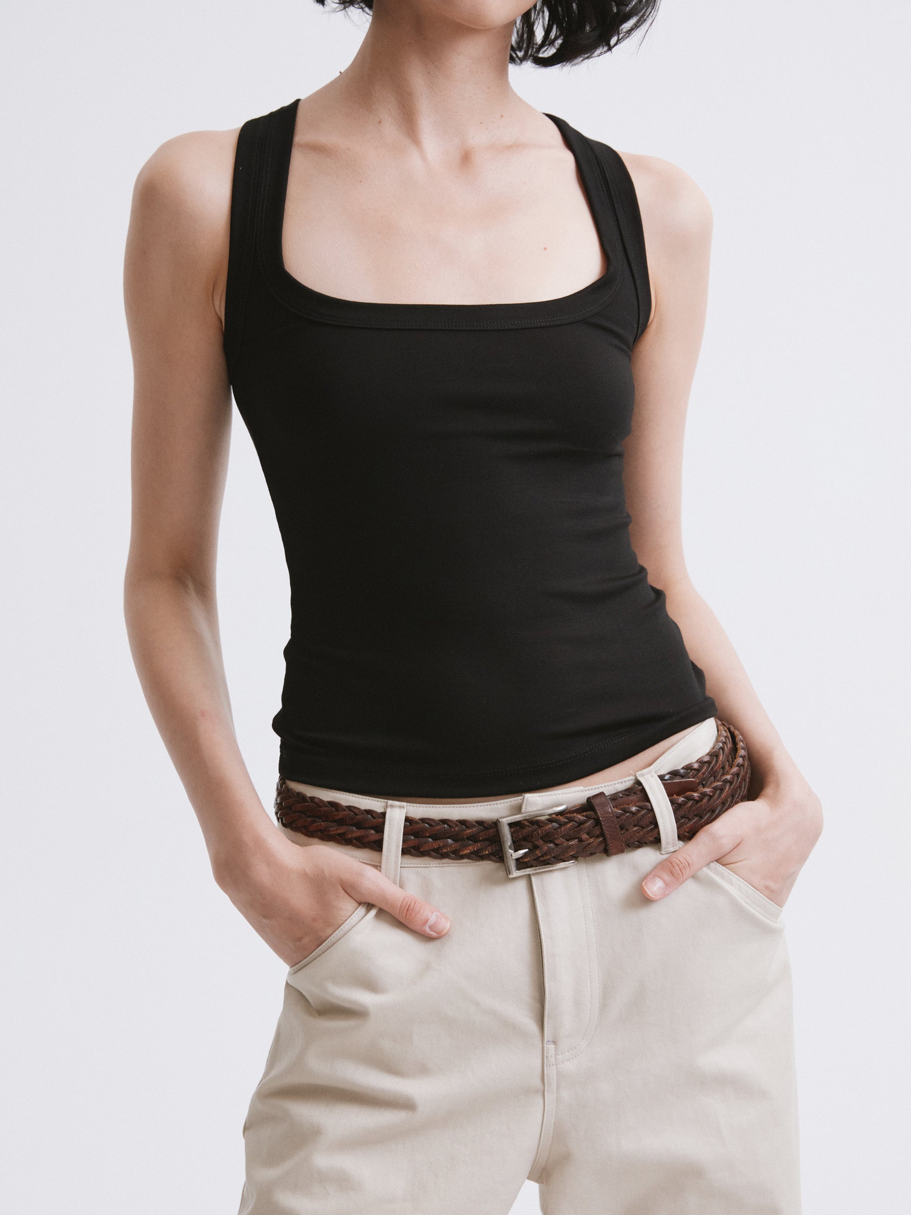 Essential Fitted Racerback Tank Black