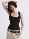 Essential Fitted Racerback Tank Black