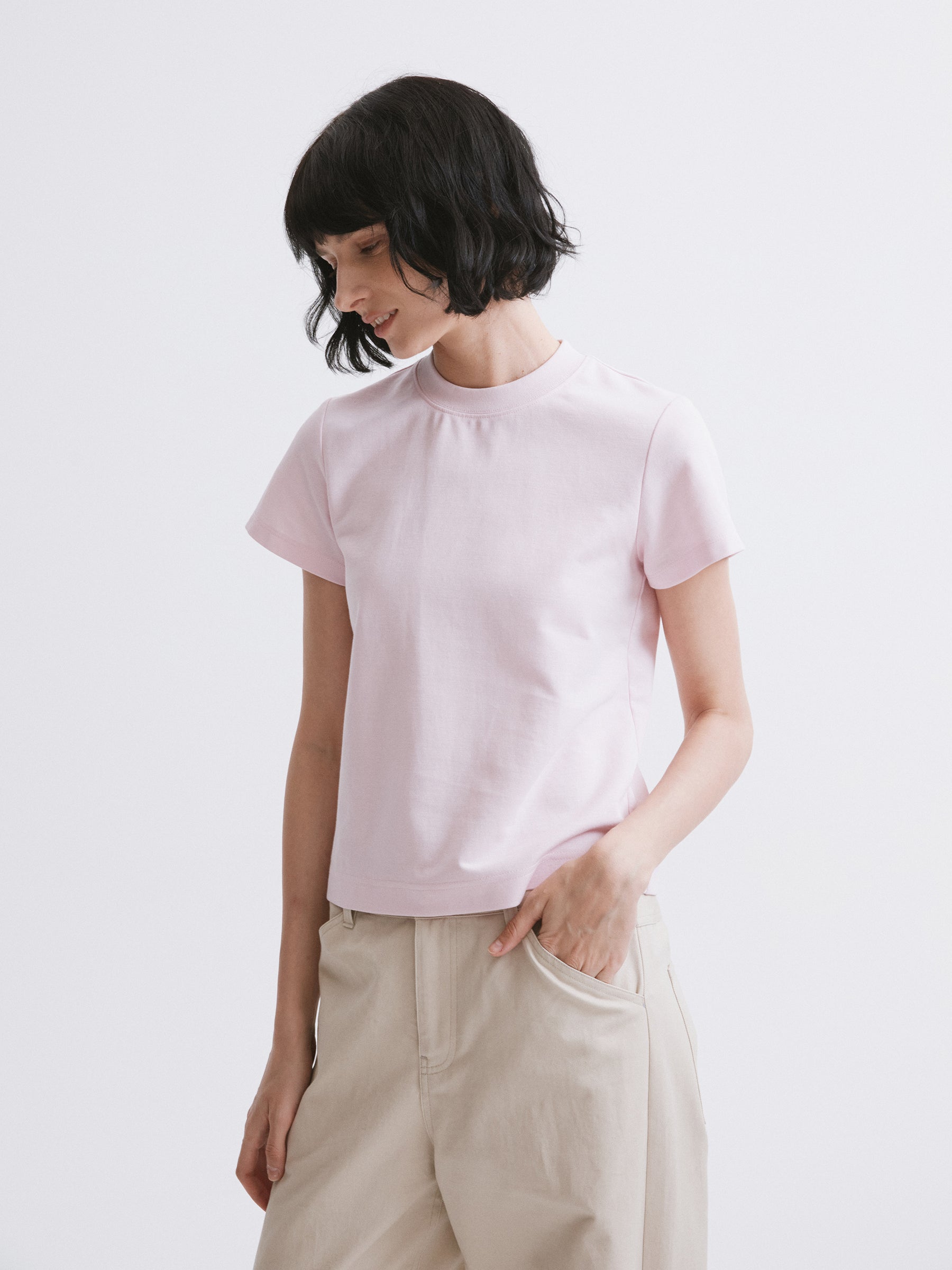 Essential Relaxed Fit Solid Short-Sleeve Tee Pink