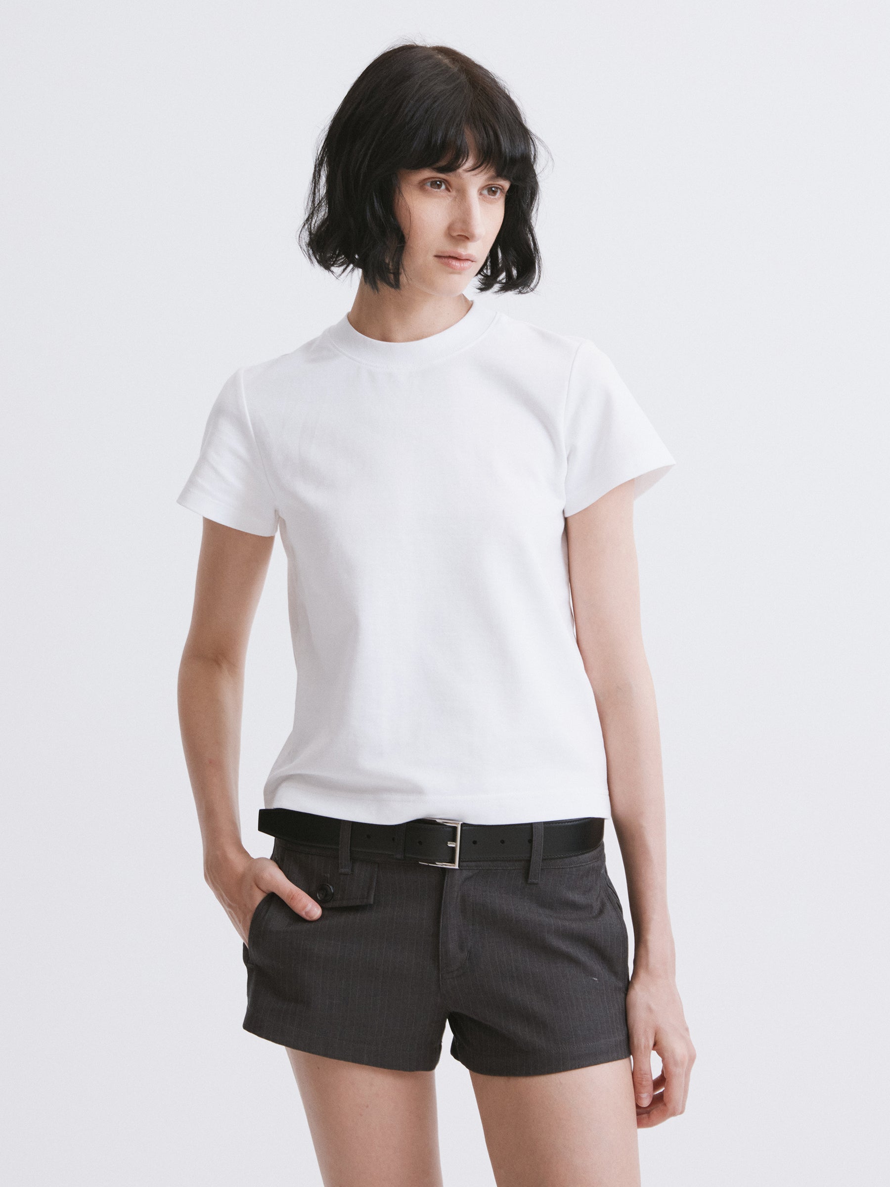 Essential Relaxed Fit Solid Short-Sleeve Tee White