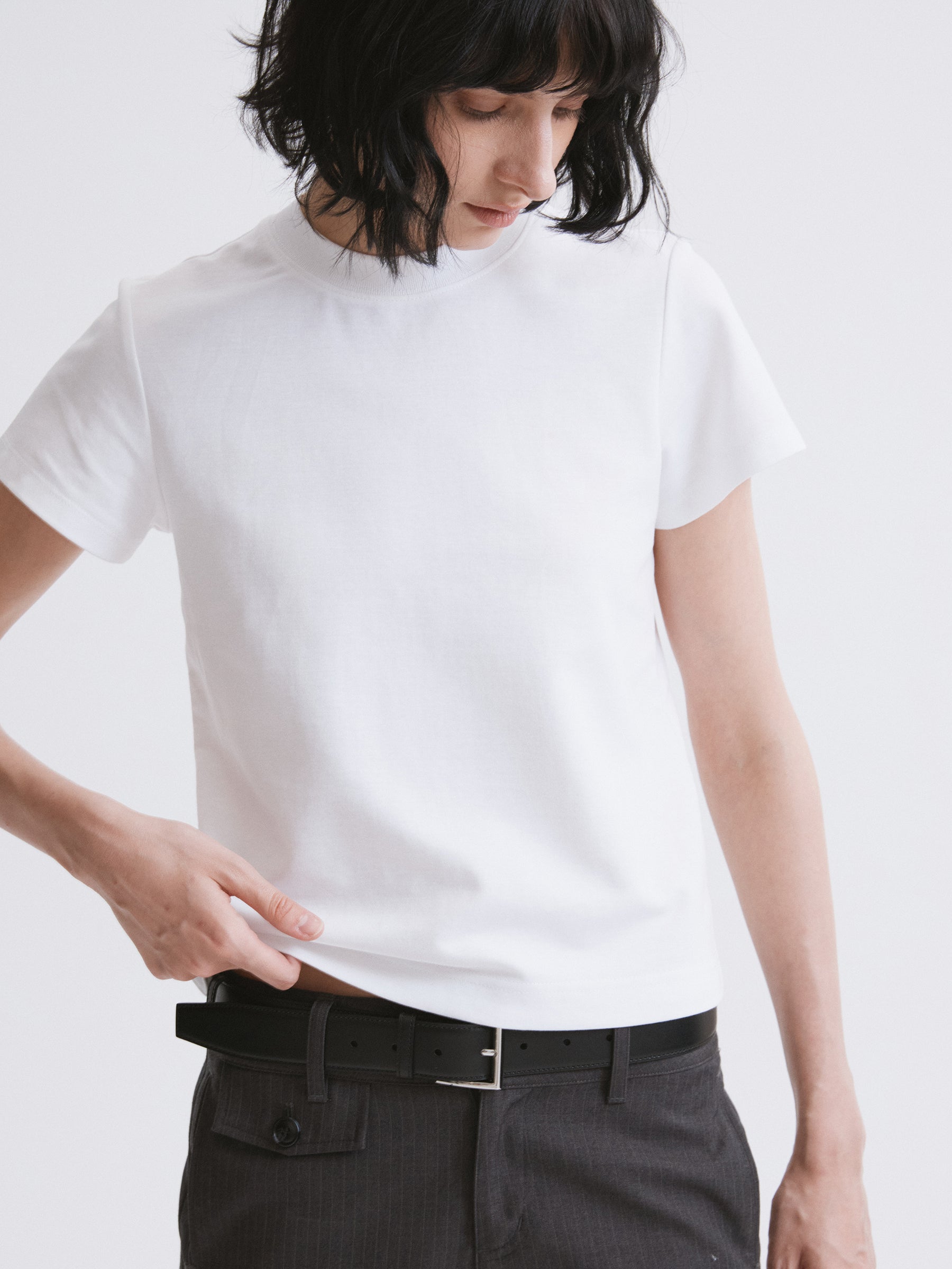 Essential Relaxed Fit Solid Short-Sleeve Tee White