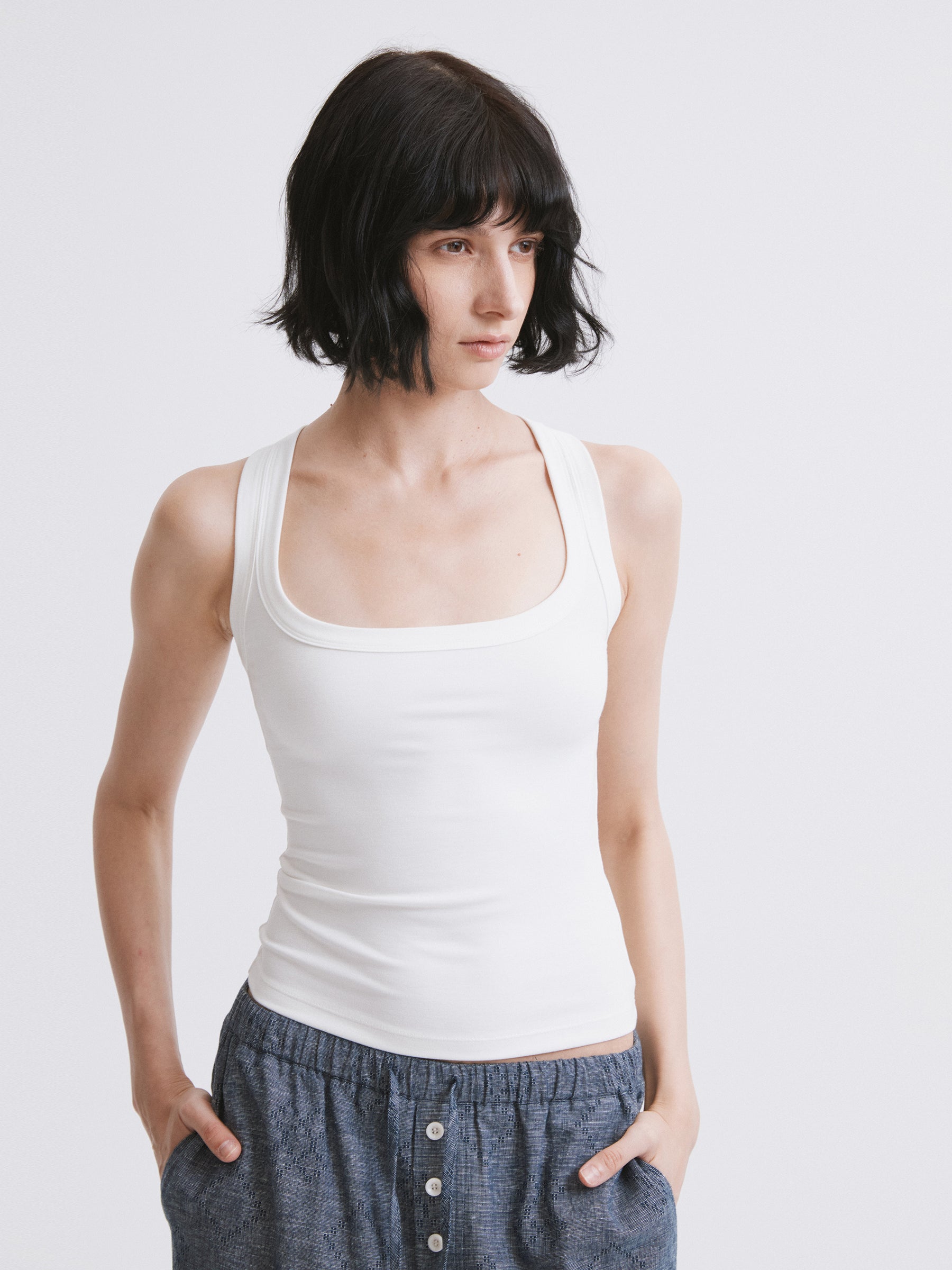 Essential Fitted Racerback Tank White