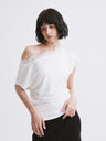 Off-Shoulder Lace Trim T-Shirt White