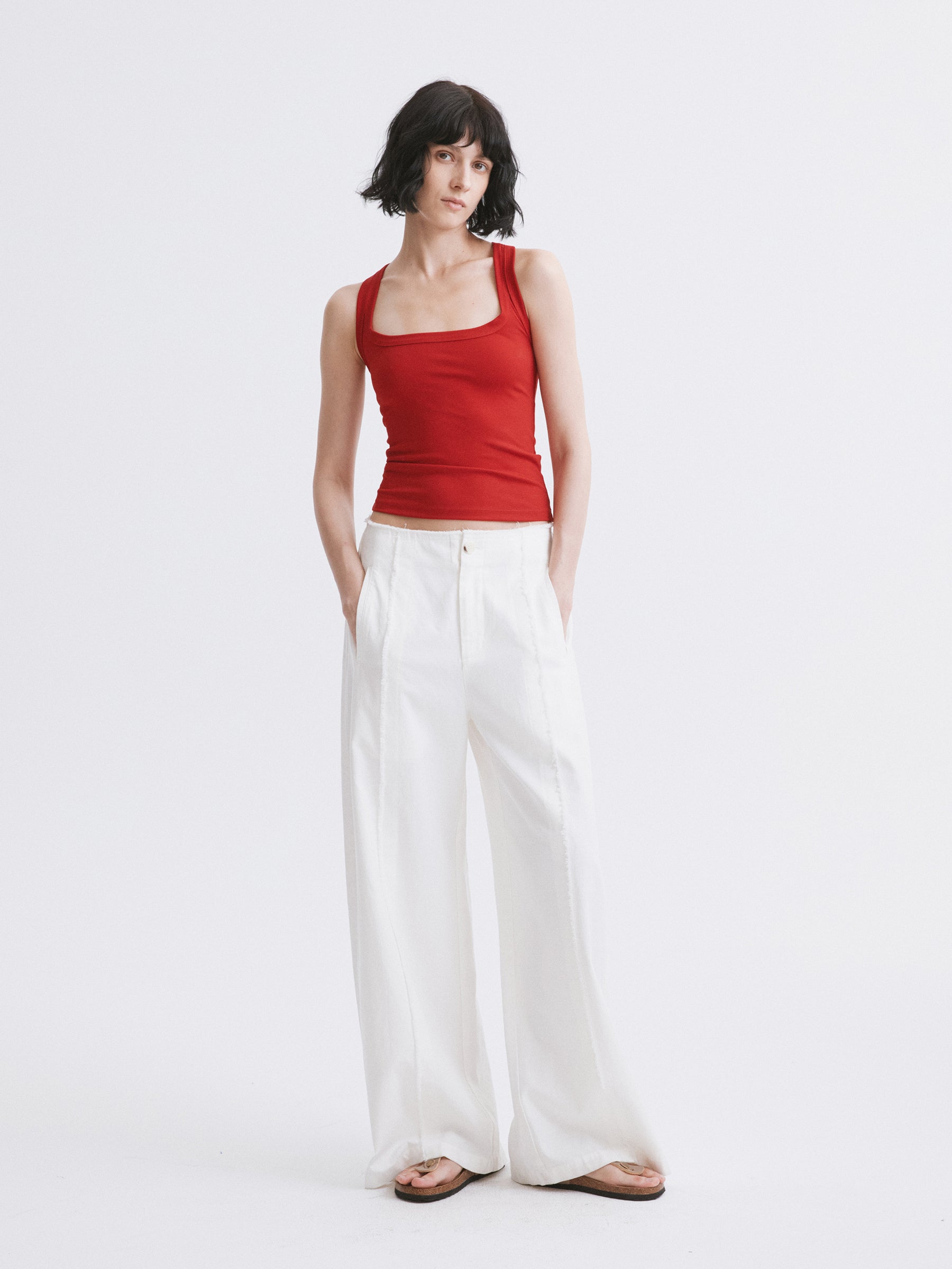 Essential Fitted Racerback Tank Red