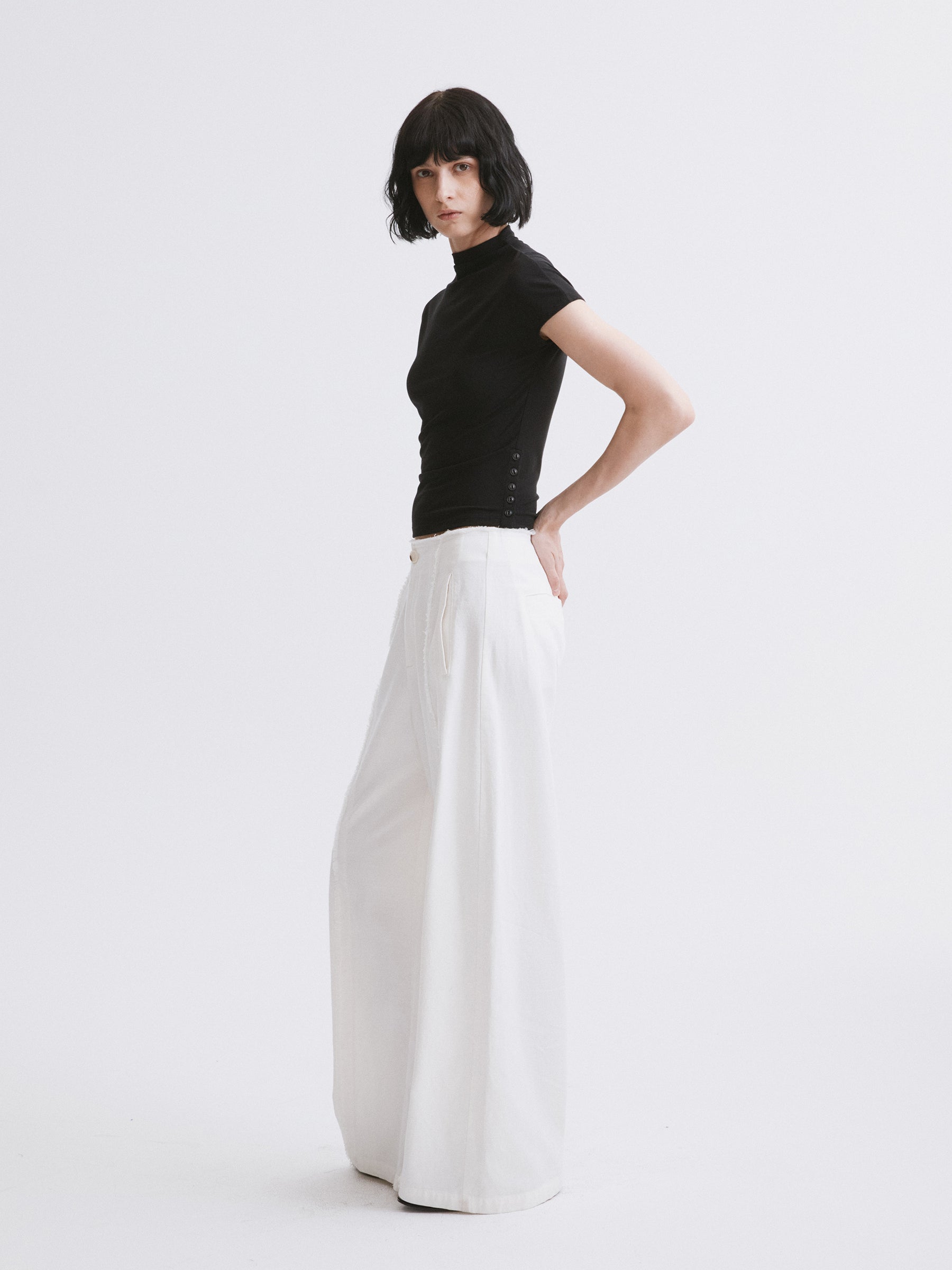 Mock Neck Slim Fit T-Shirt Black