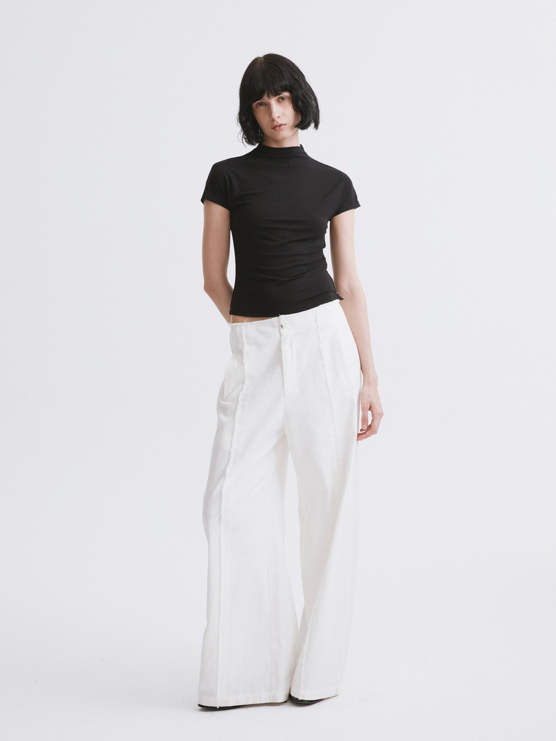 Mock Neck Slim Fit T-Shirt Black