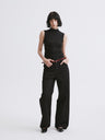 Mid-Low Rise Straight-Leg Basic Casual Pants Black