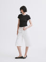 Low-Rise White Denim Bermuda Shorts White
