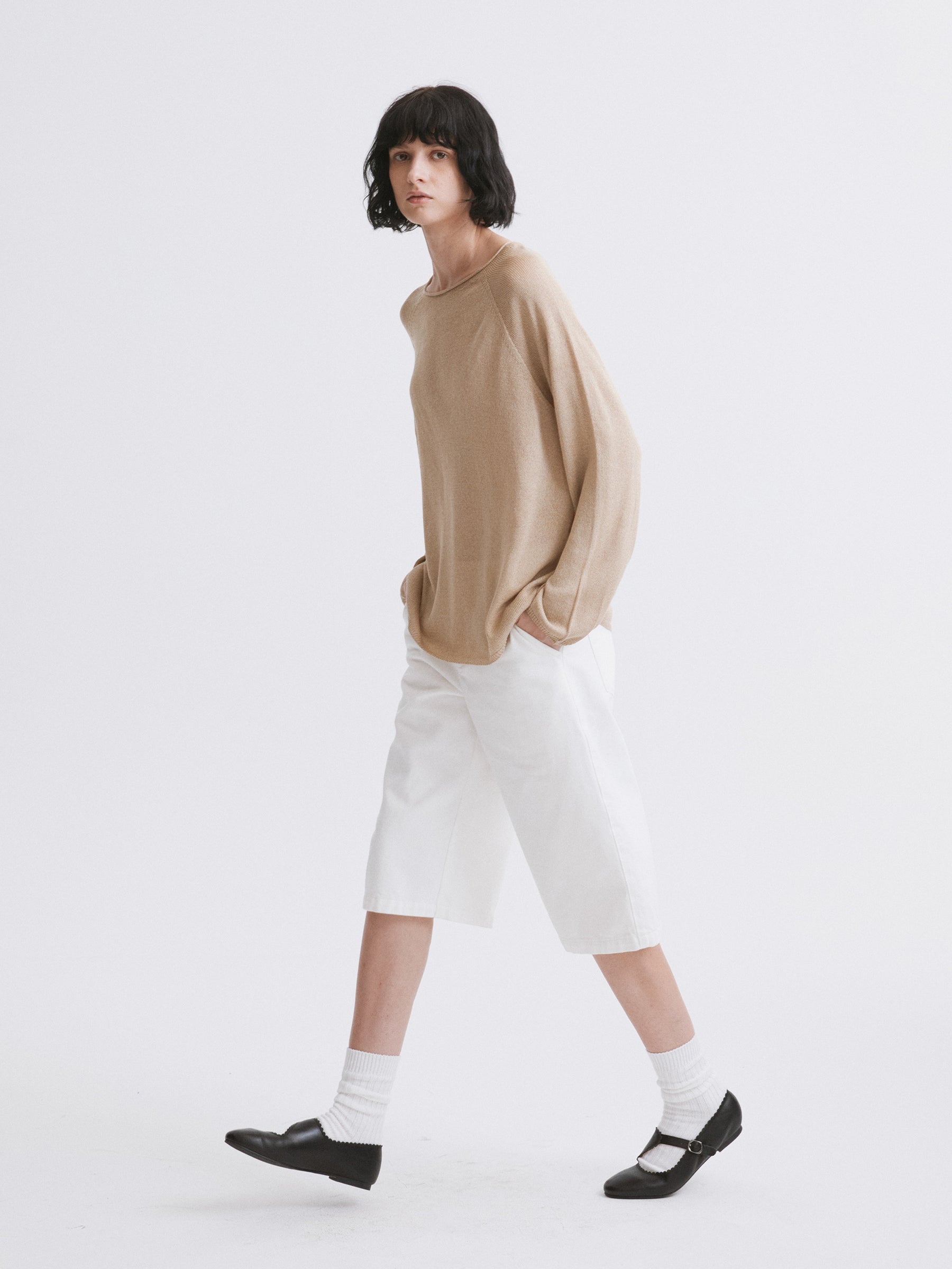Triacetate Knit Cover-Up / Triacetate Knit Mesh Top Apricot
