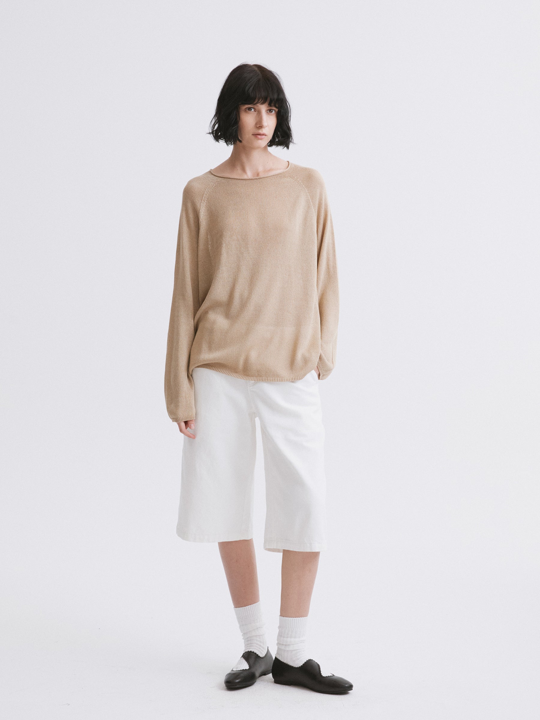 Triacetate Knit Cover-Up / Triacetate Knit Mesh Top Apricot