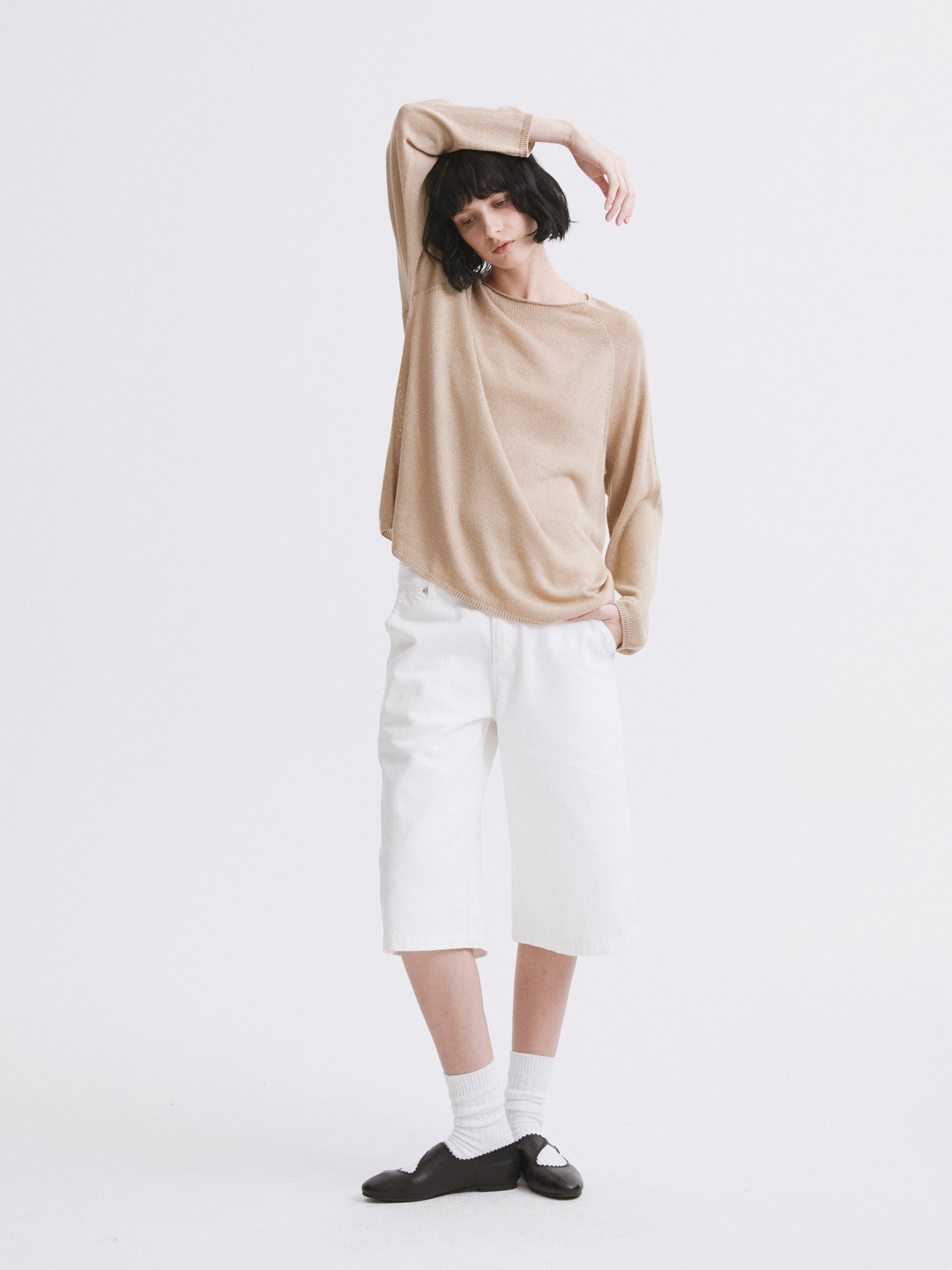 Triacetate Knit Cover-Up / Triacetate Knit Mesh Top Apricot