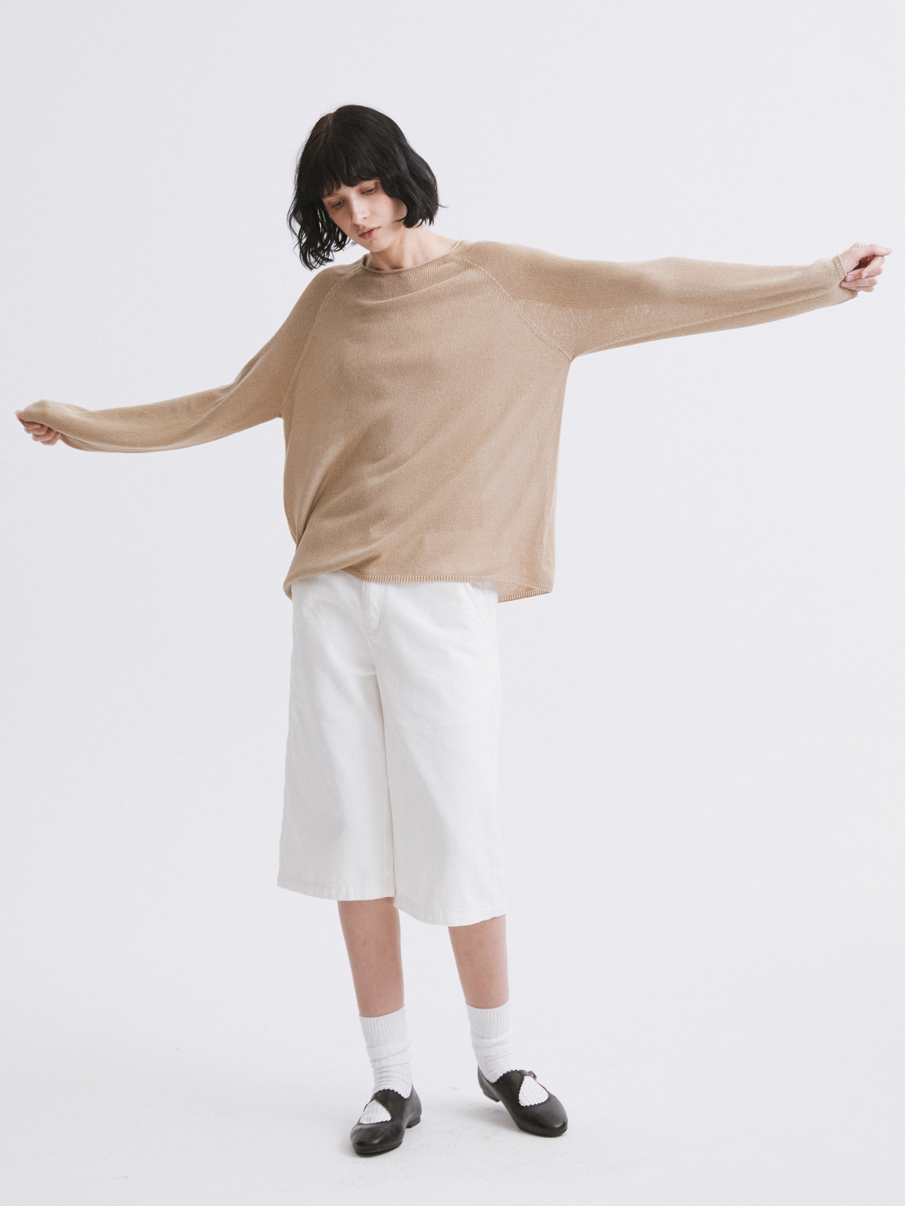 Triacetate Knit Cover-Up / Triacetate Knit Mesh Top Apricot