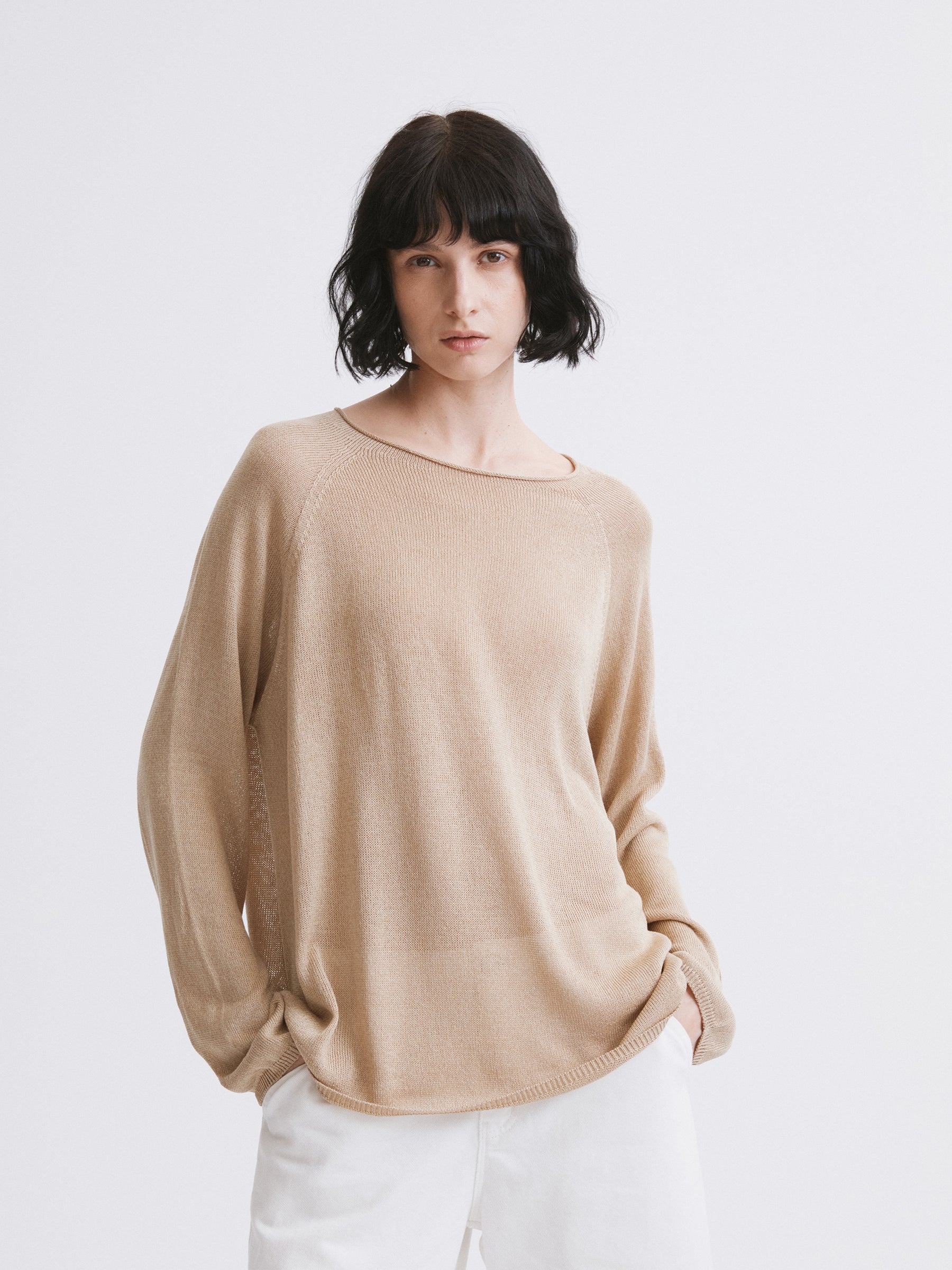 Triacetate Knit Cover-Up / Triacetate Knit Mesh Top Apricot
