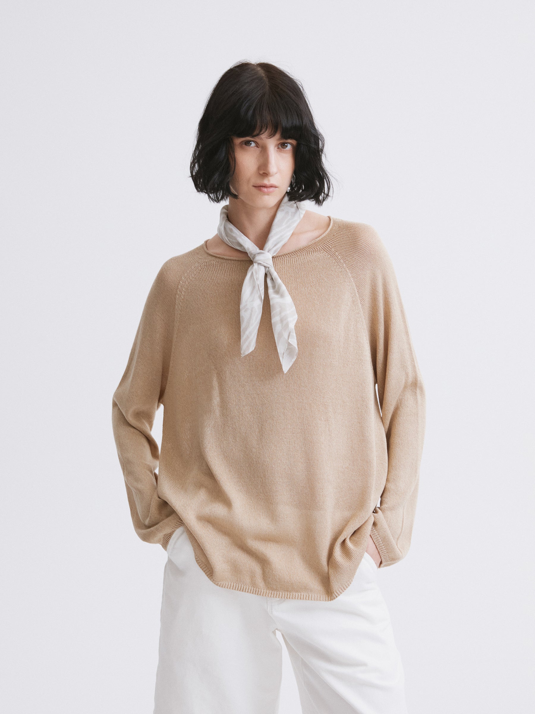 Triacetate Knit Cover-Up / Triacetate Knit Mesh Top Apricot
