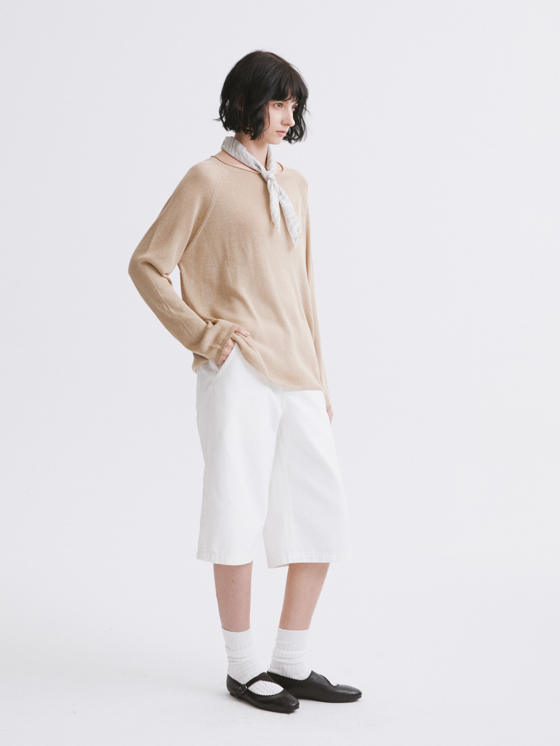 Triacetate Knit Cover-Up / Triacetate Knit Mesh Top Apricot