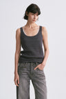Mixed-yarn Chunky Texture Knit Vest Greyish Blue