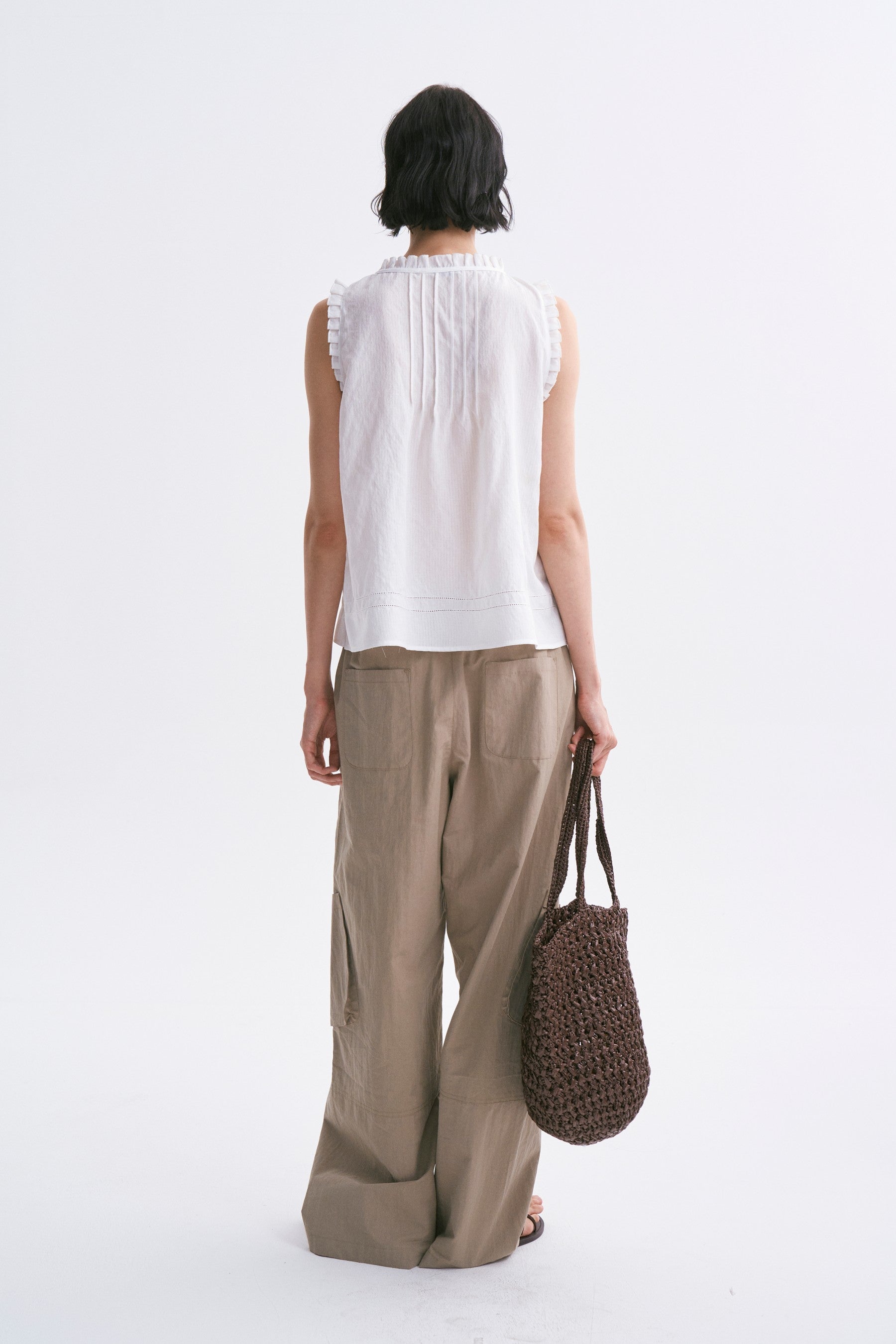 Mid-Rise Drawstring Cargo Pants with Pockets Khaki