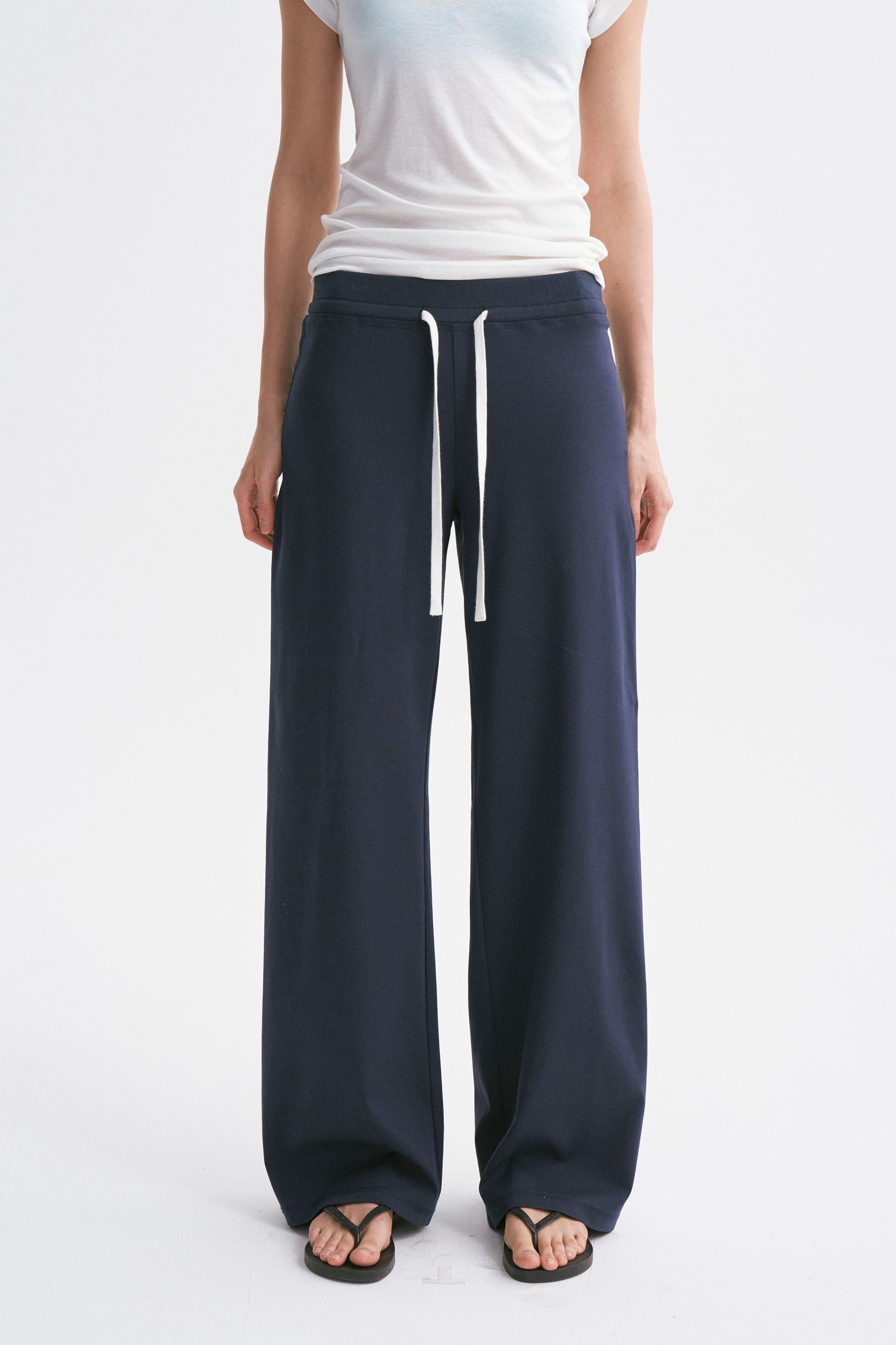 Elastic Waist Breathable Lightweight Fitted Casual Sweatpants Blue