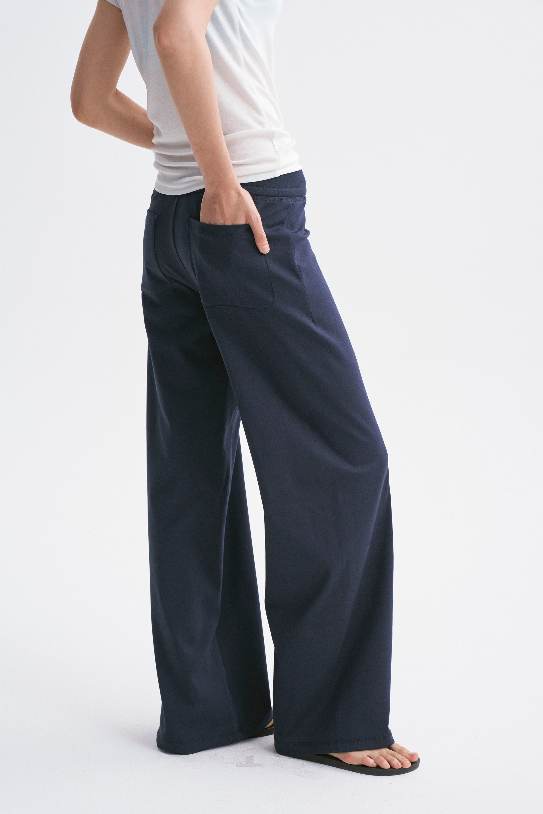 Elastic Waist Breathable Lightweight Fitted Casual Sweatpants Blue