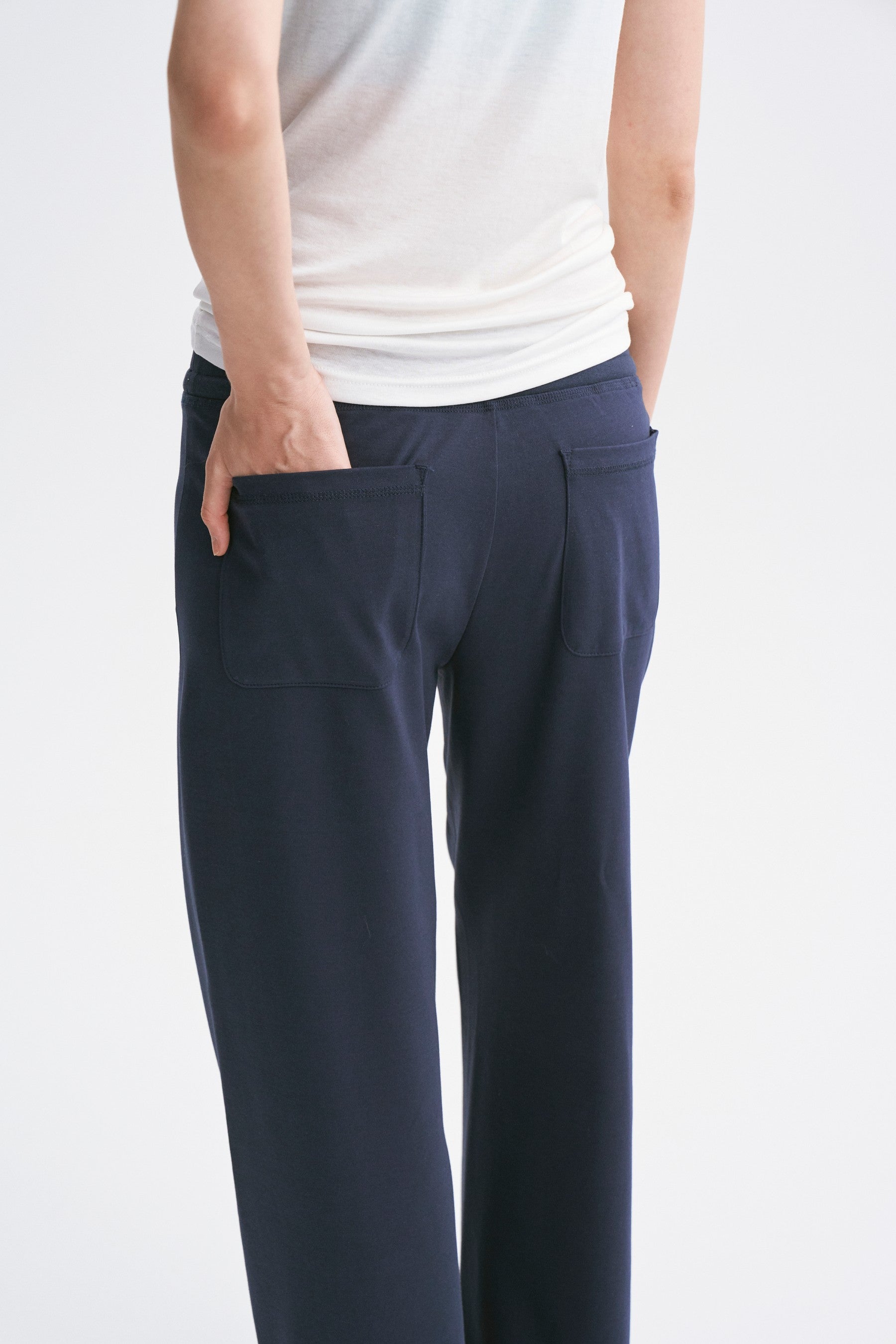 Elastic Waist Breathable Lightweight Fitted Casual Sweatpants Blue