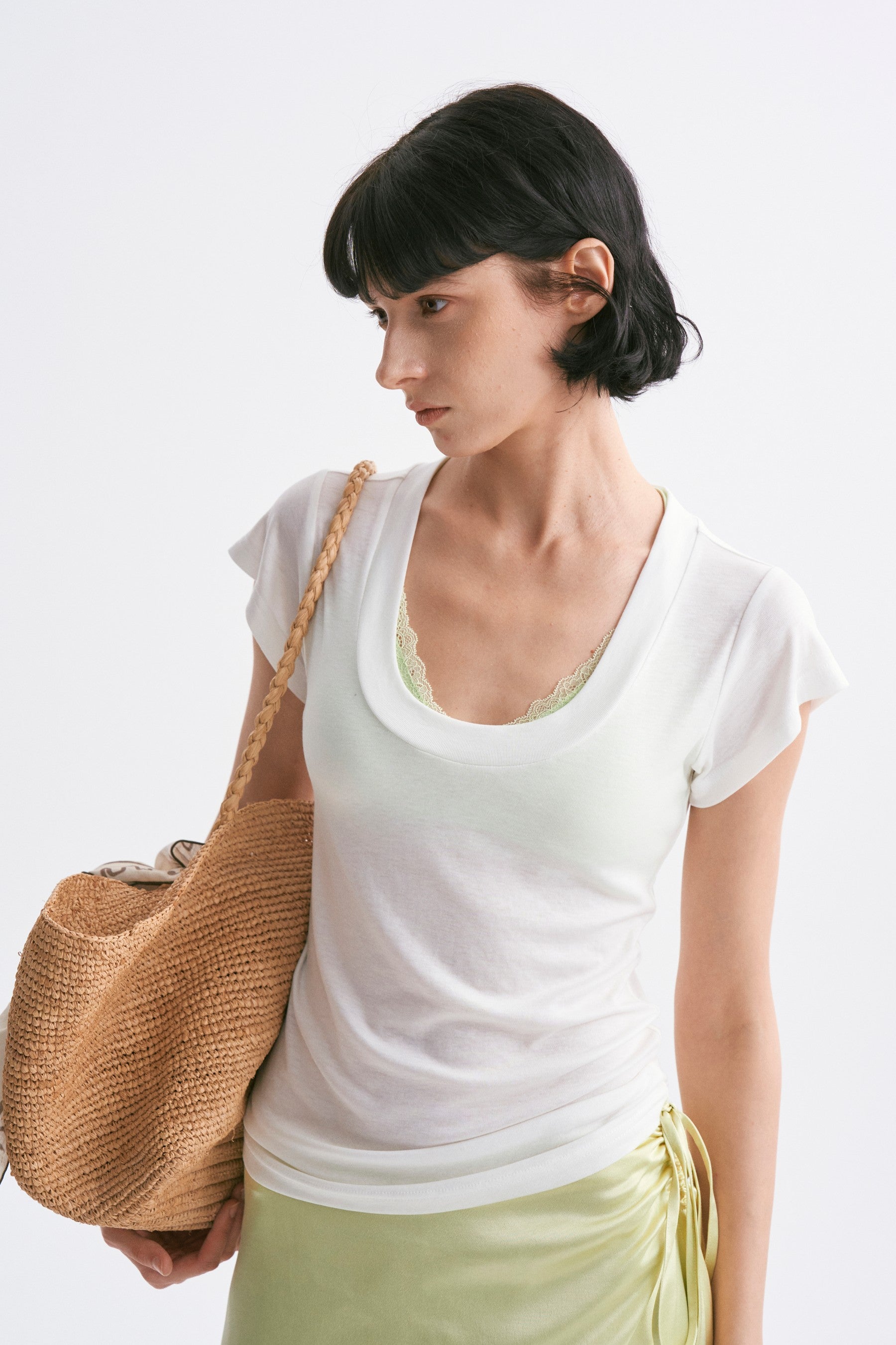 Lace-Up Adjustable Y-Strap Corset Top Mint Green