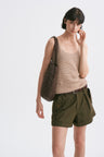 Mixed-yarn Chunky Texture Knit Vest Khaki