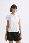 Cropped Peter Pan Collar Short-sleeve Shirt White