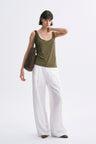 Slightly Loose U-Neck Casual Camisole Green