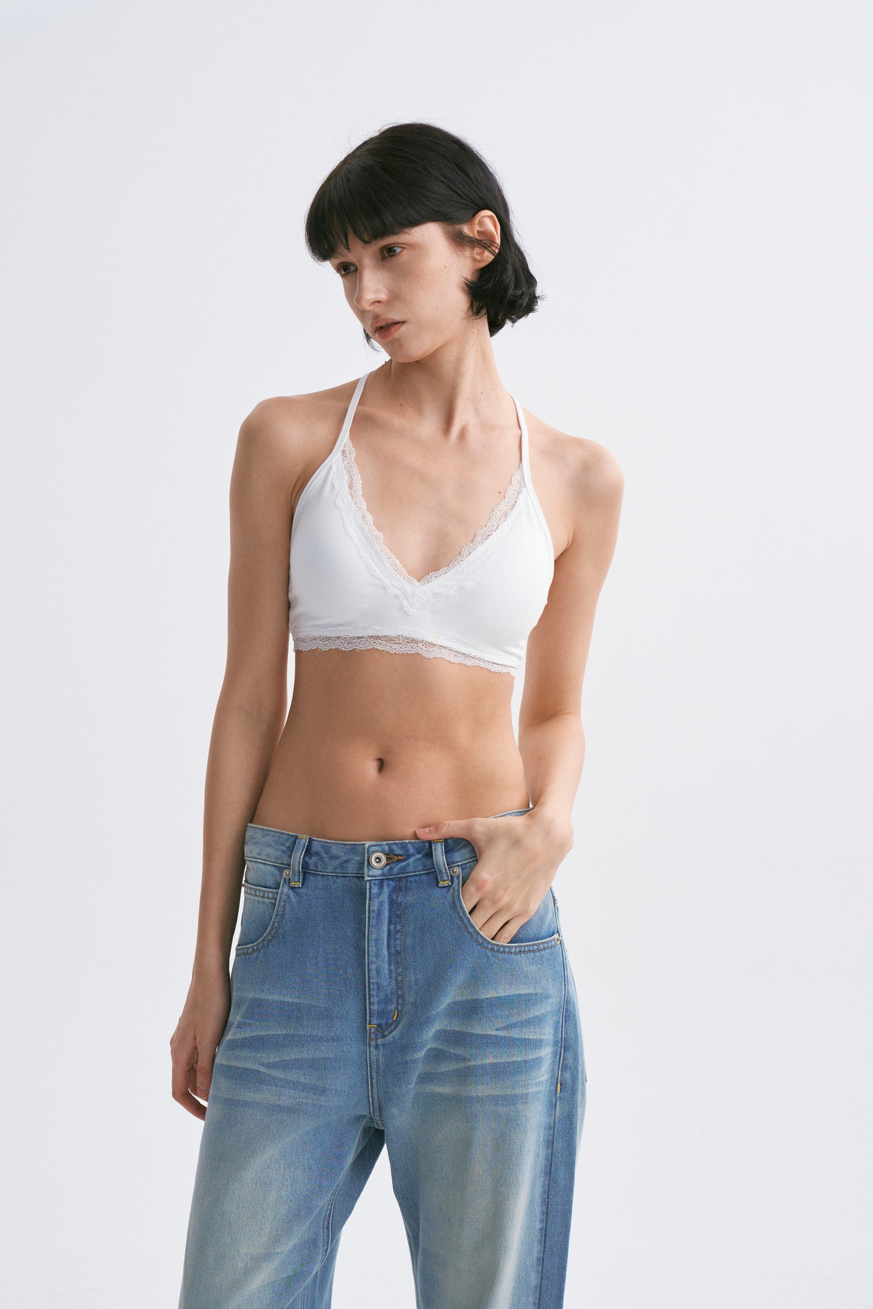 Lace-Up Adjustable Y-Strap Corset Top White