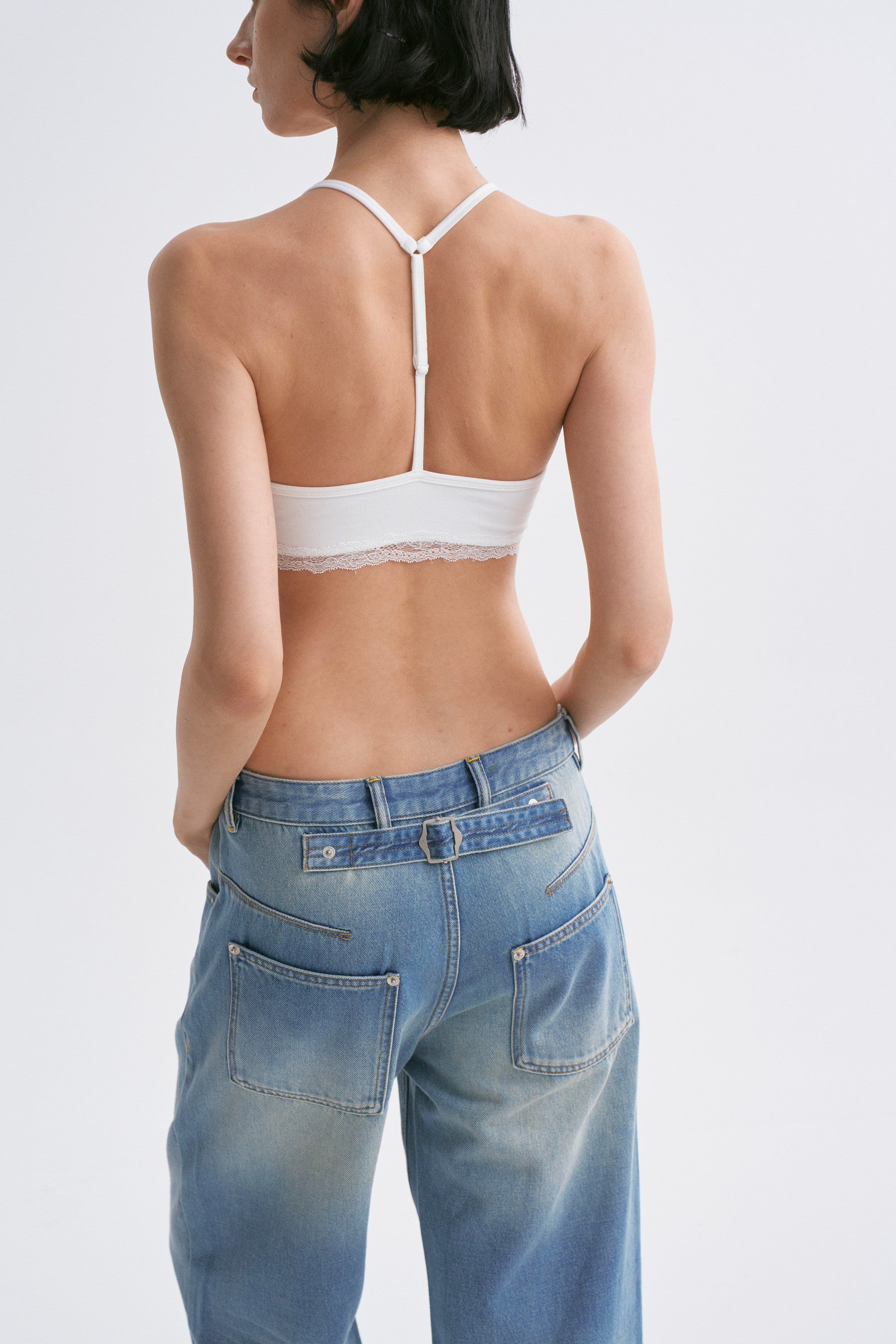 Lace-Up Adjustable Y-Strap Corset Top White