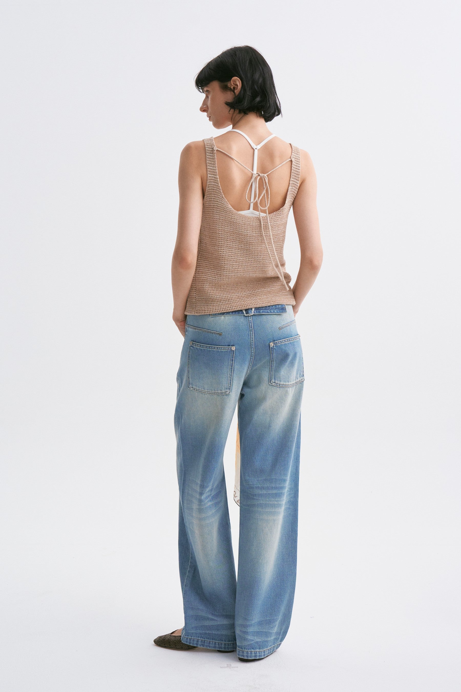 Mixed-yarn Chunky Texture Knit Vest Khaki