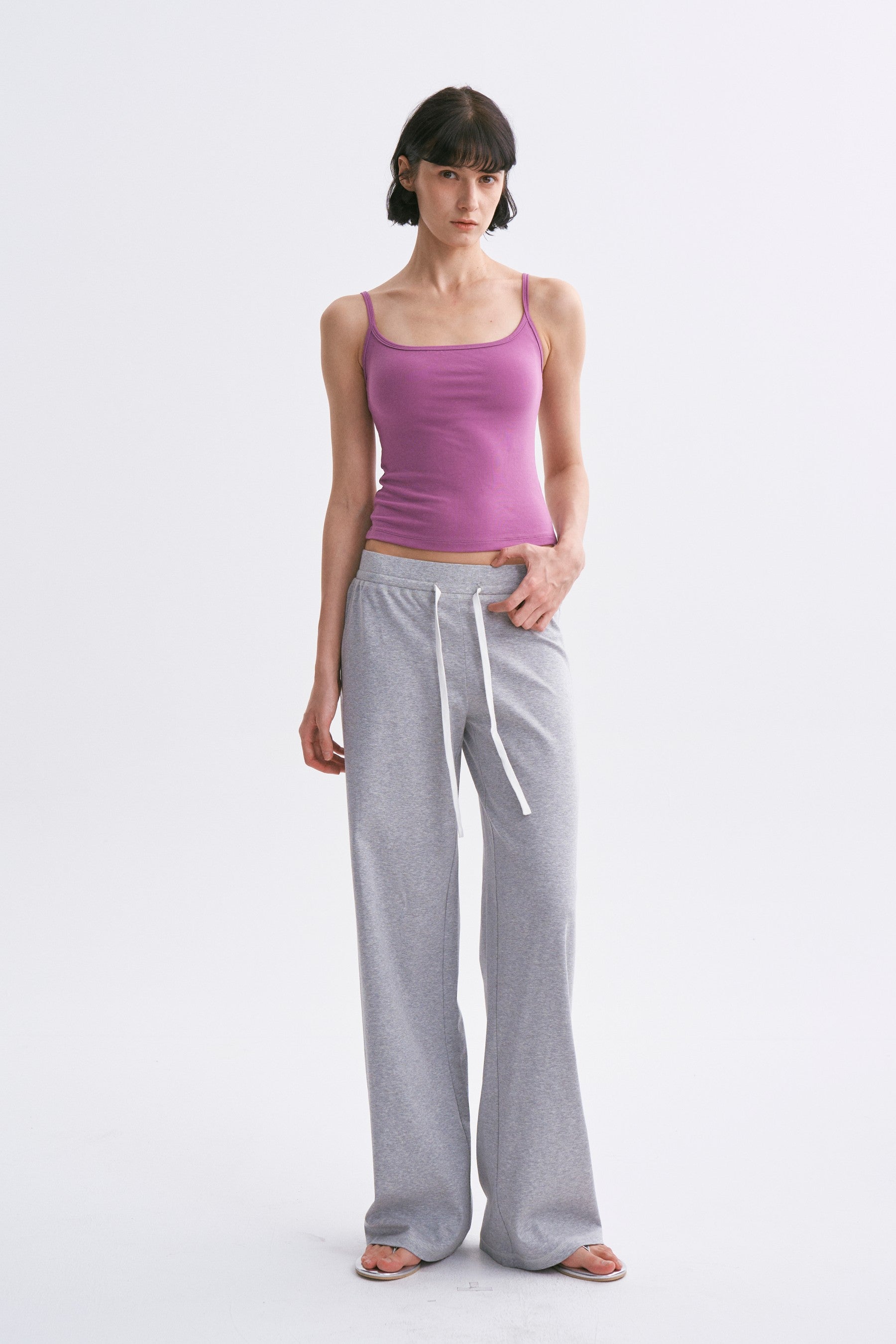 Deep U-Neck Thin Strap Padded Camisole Purple