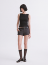Off-Shoulder Fitted Tank Top Black